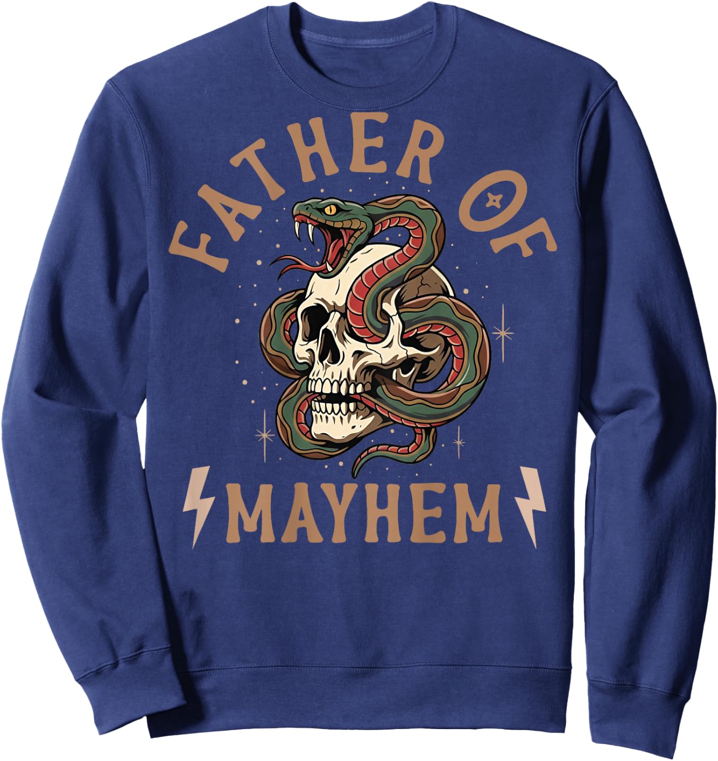 Father of Mayhem Snake Coiled Around Skull (on Back) Sweatshirt - Sweatshirt | Navy