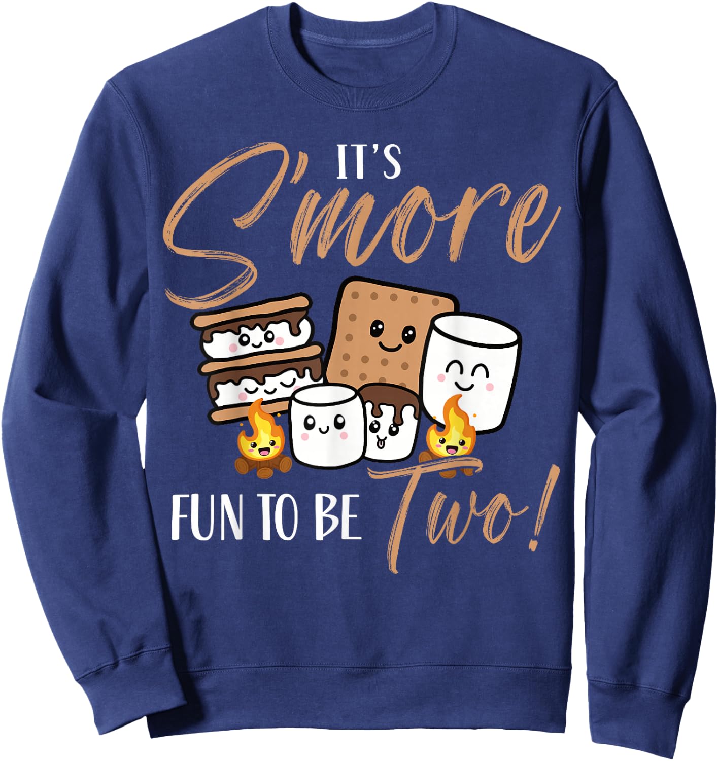 It's S'more Fun To Be Two 2nd Birthday Campfire Marshmallow Sweatshirt - Sweatshirt | Navy