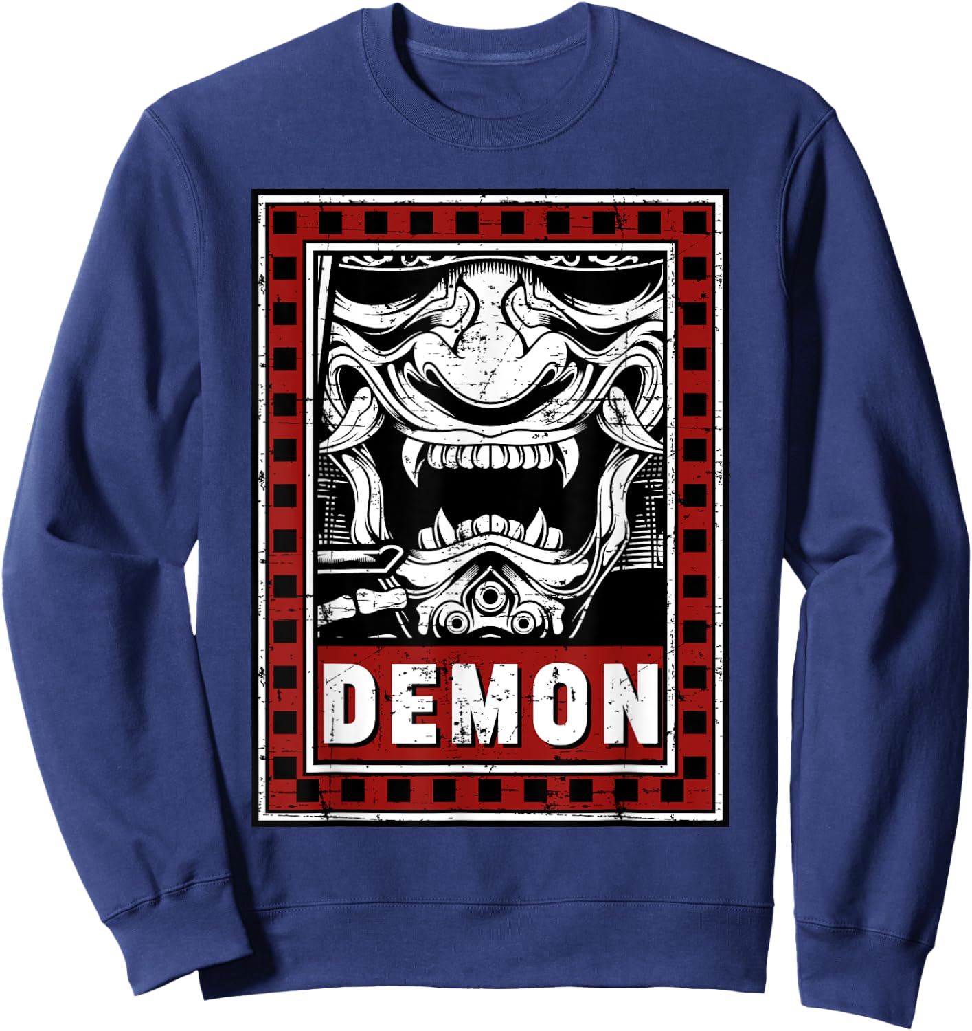 Japanese Demon Harajuku Oni Face Mask Sweatshirt - Sweatshirt | Navy