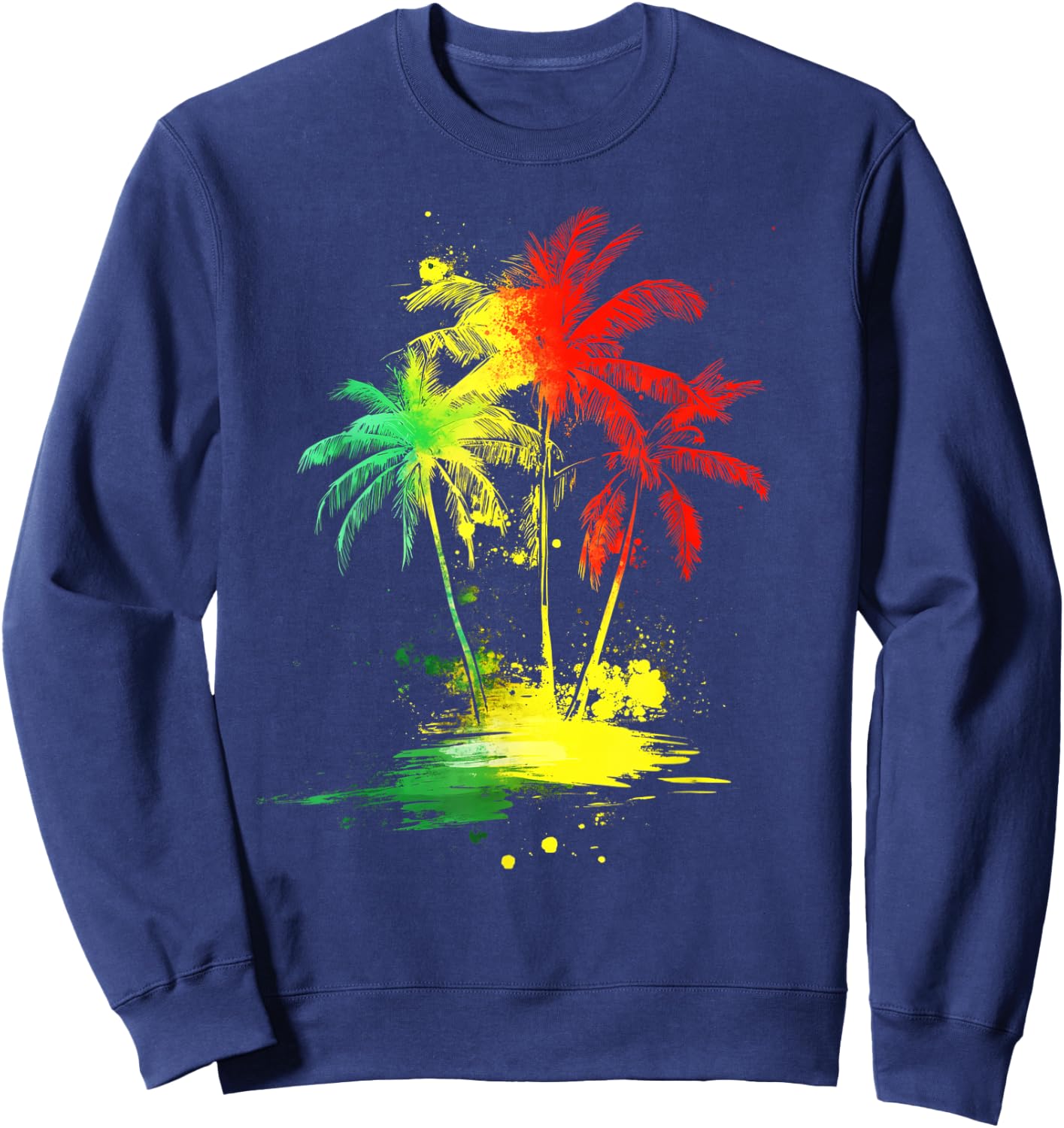Reggae Music Palmiers Rouge Vert Jaune Jamaïque Sweatshirt - Sweatshirt | Navy