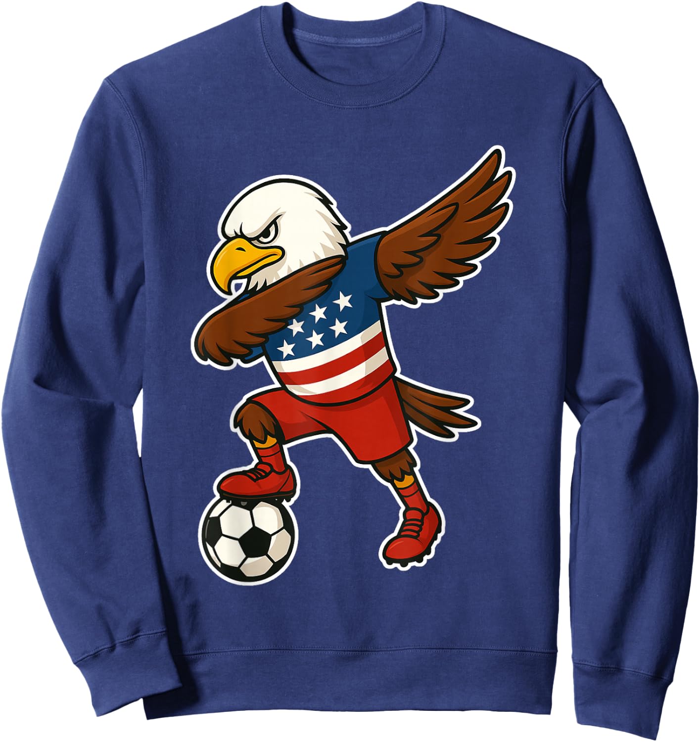 Funny Dabbing Bald Eagle USA Soccer - USA Flag Soccer Sweatshirt - Sweatshirt | Navy