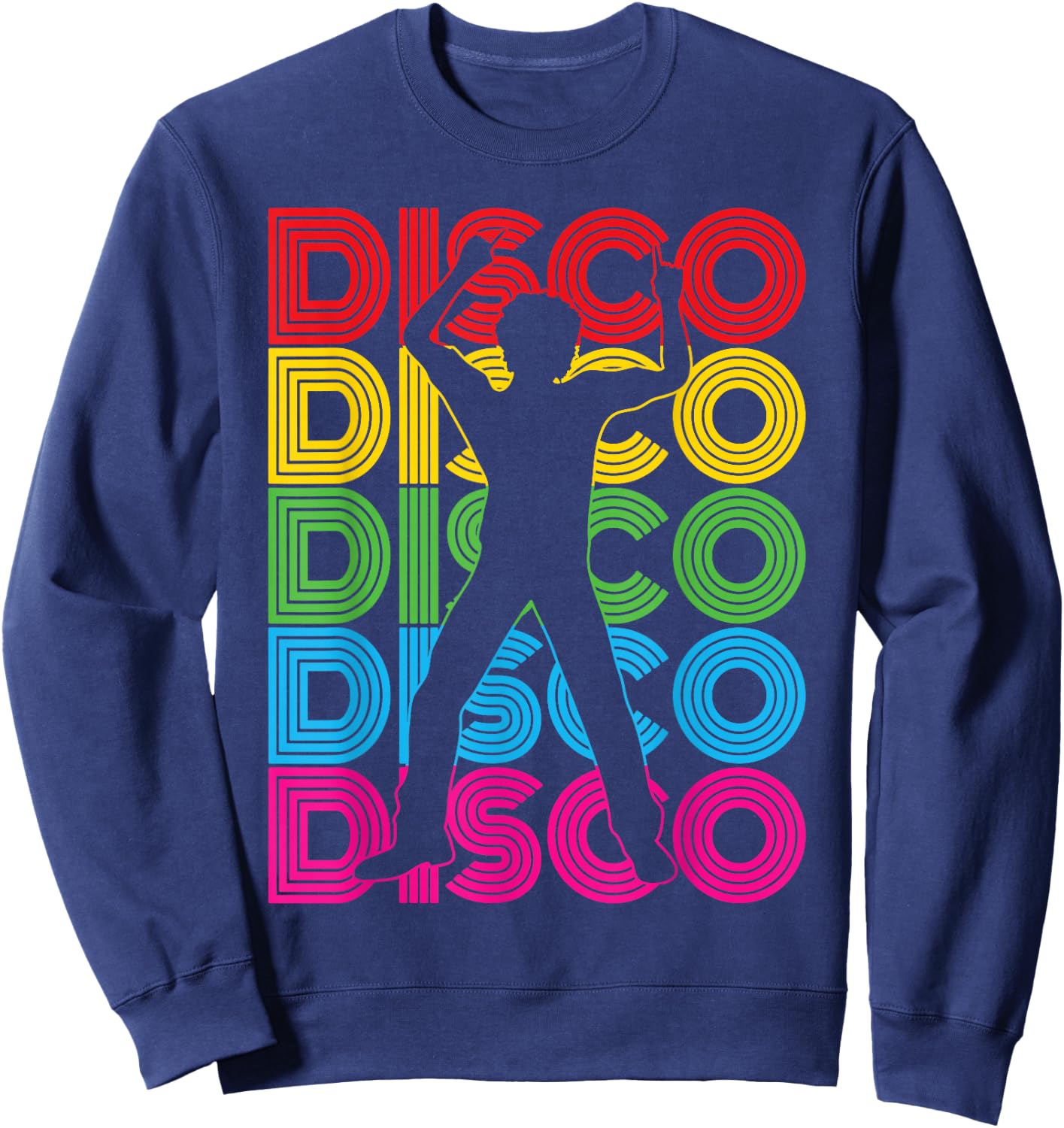 Men's Disco Outfit | 70s & 80s Costume, Dance Party, Disco , black Sweatshirt - Sweatshirt | Navy