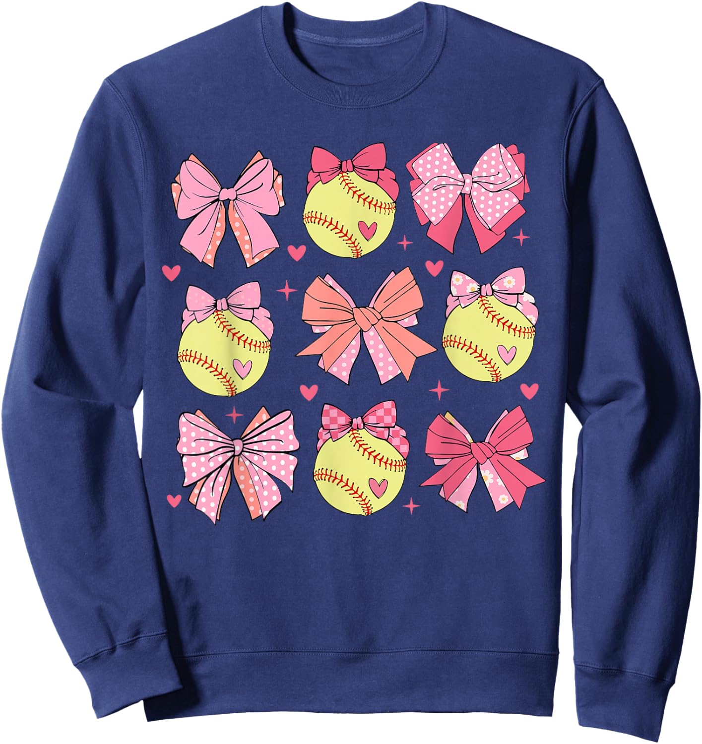 Softball Coquette Bow Softball Mom Mothers Day Softball Mama Sweatshirt - Sweatshirt | Navy