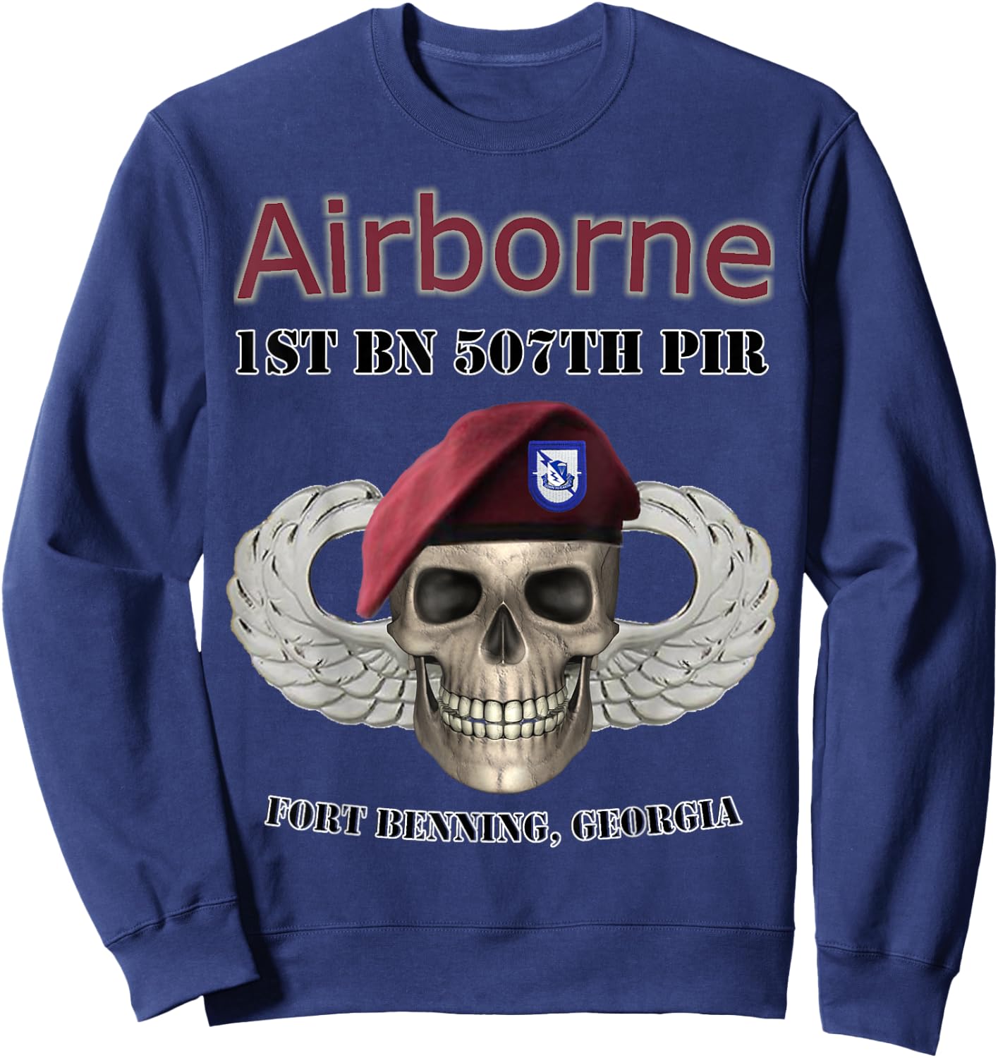 1st Bn 507th Parachute Infantry Regiment- Ft Benning design Sweatshirt - Sweatshirt | Navy