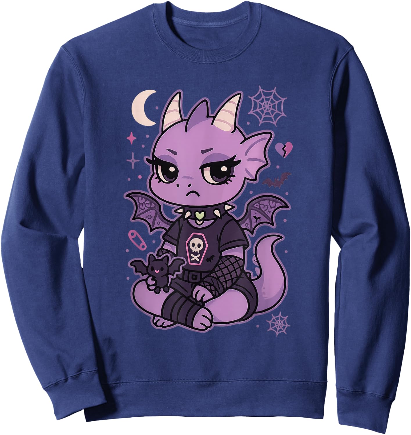 Pastel Goth Dragon Women Nu Goth Emo Gothic Sweatshirt - Sweatshirt | Navy