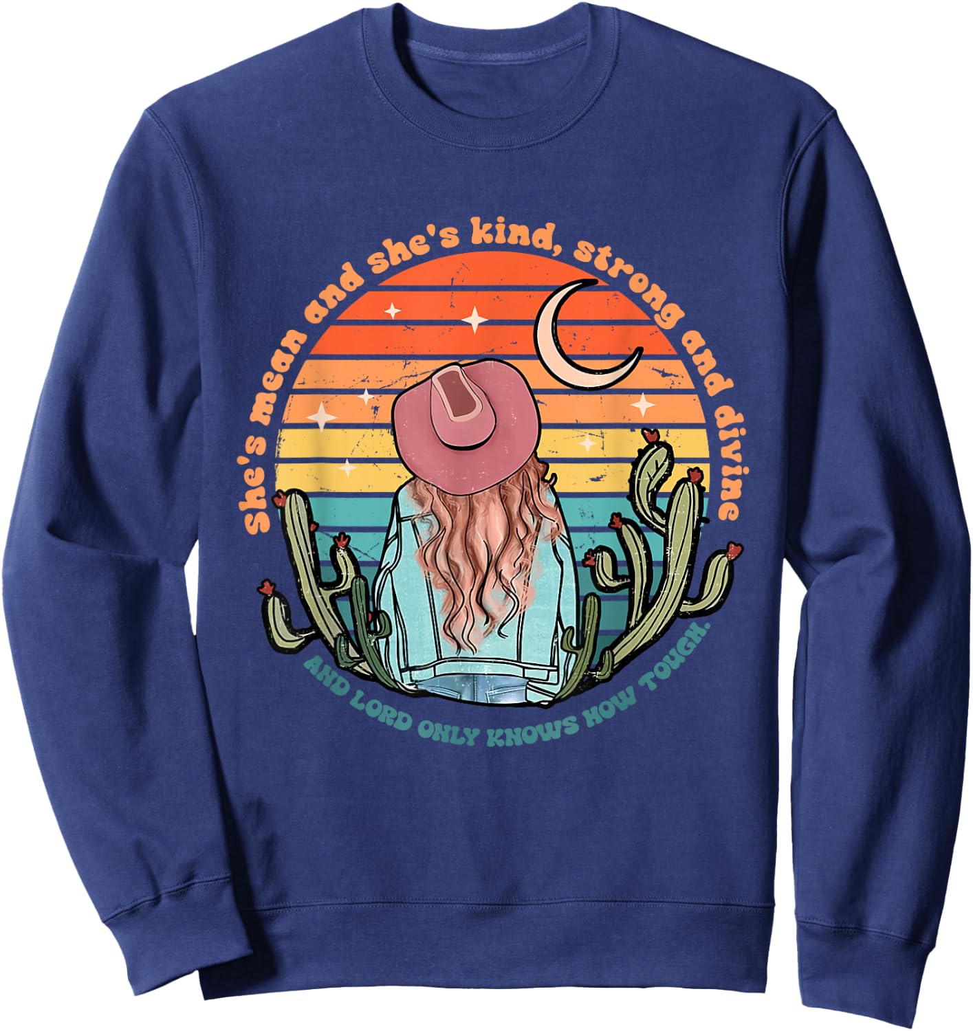 She's Mean And She's Kind, Strong And Divine And Lord Sweatshirt - Sweatshirt | Navy