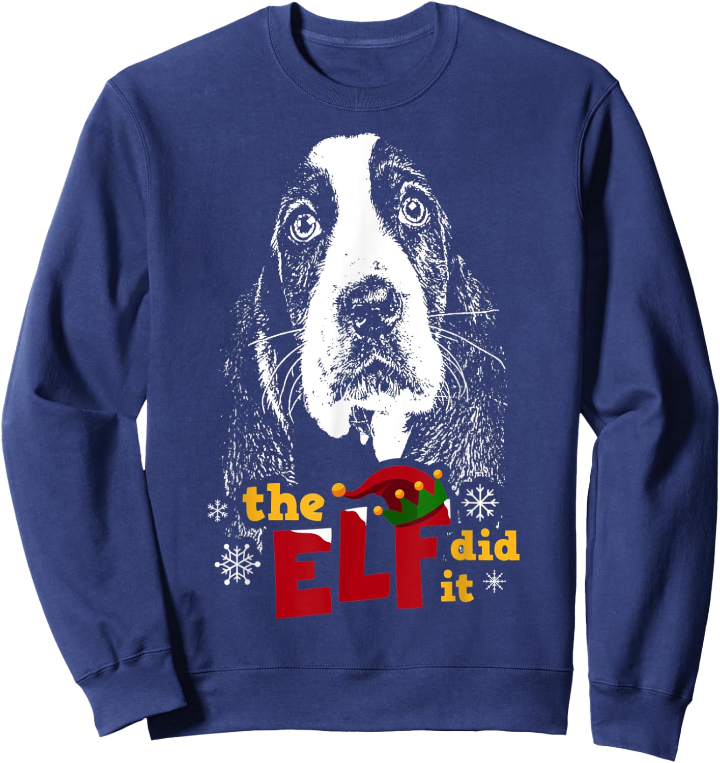Elf Did it Funny Basset Hound Christmas Sweatshirt - Sweatshirt | Navy
