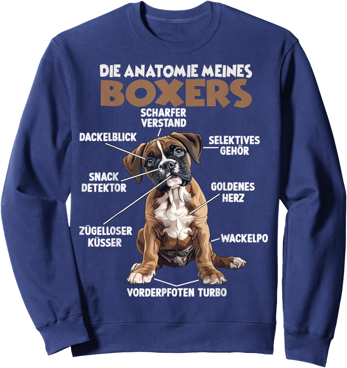German Boxer T Gassi Motif Dog Holder Boxer Dog Walking , black Sweatshirt - Sweatshirt | Navy