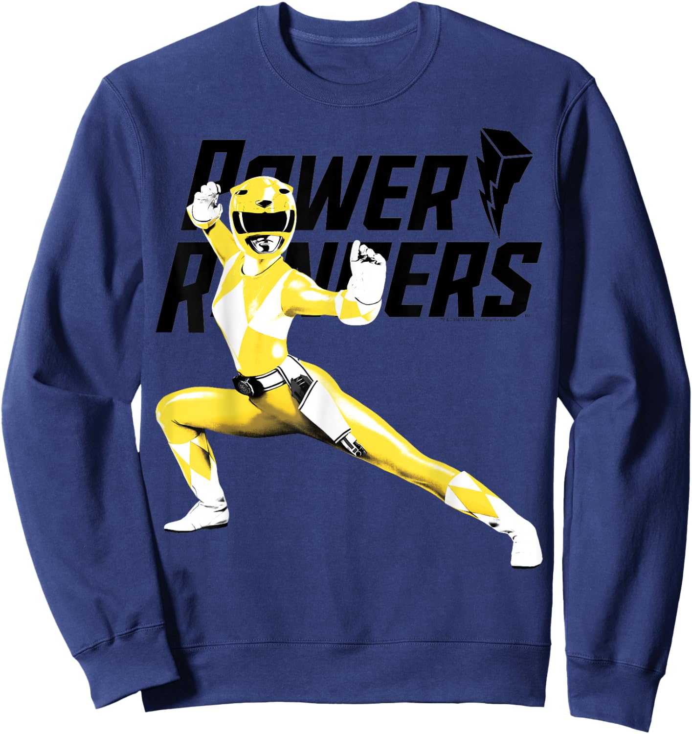 Power Rangers Yellow Ranger Karate Action Pose Logo Sweatshirt - Sweatshirt | Navy