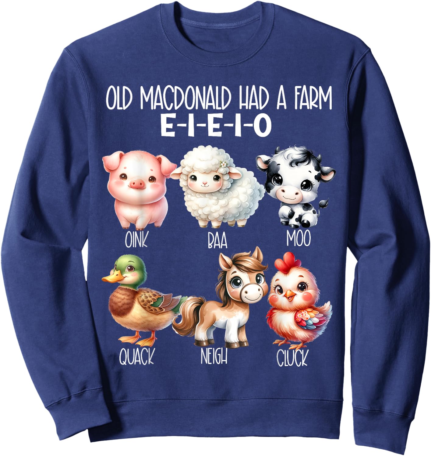 Toddler Kids Old MacDonald Had a Farm E-I-E-I-O Nursery Song Sweatshirt - Sweatshirt | Navy