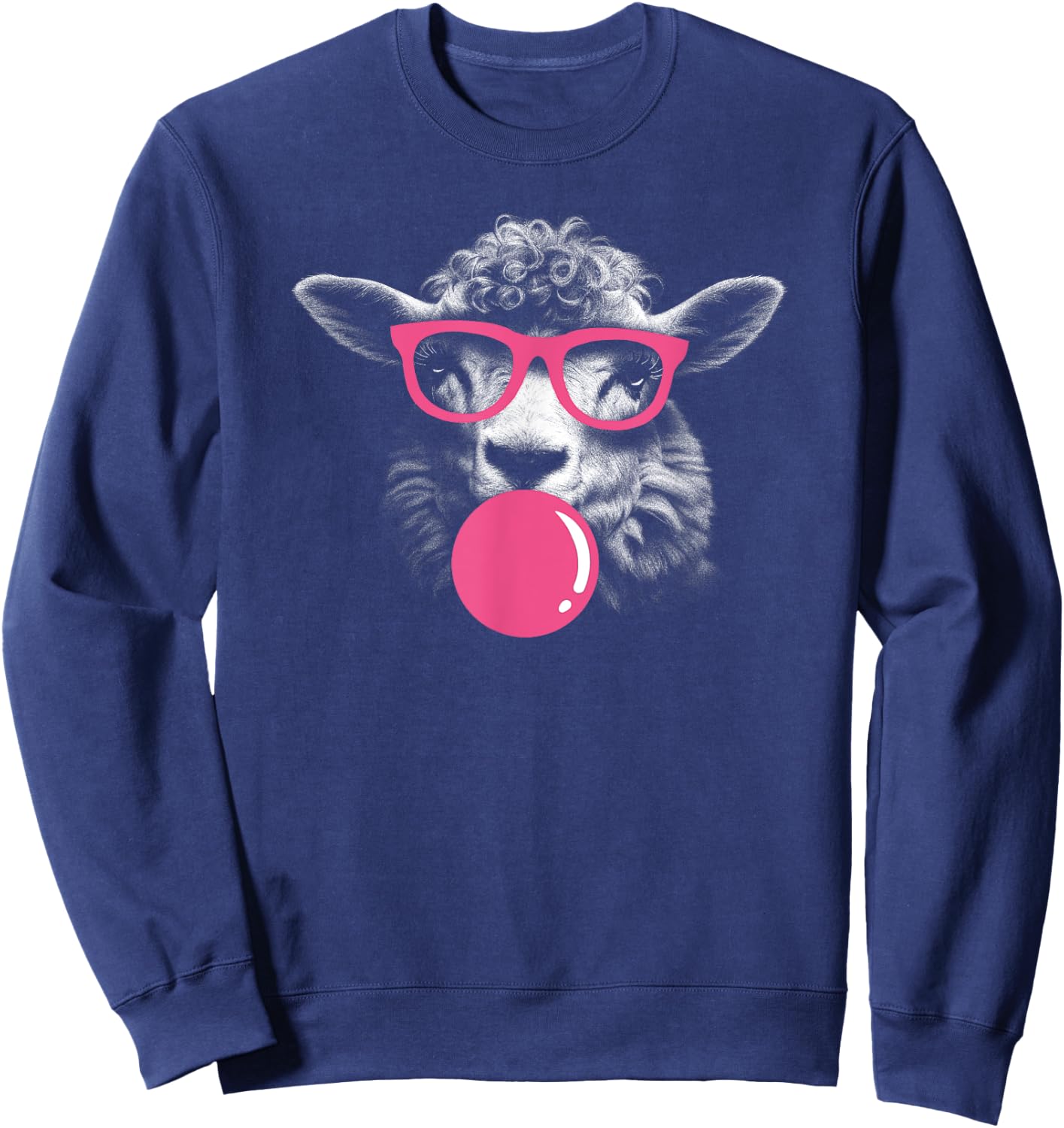 Funny Sheep Chews Chewing Gum Comic Women Children Sweatshirt - Sweatshirt | Navy