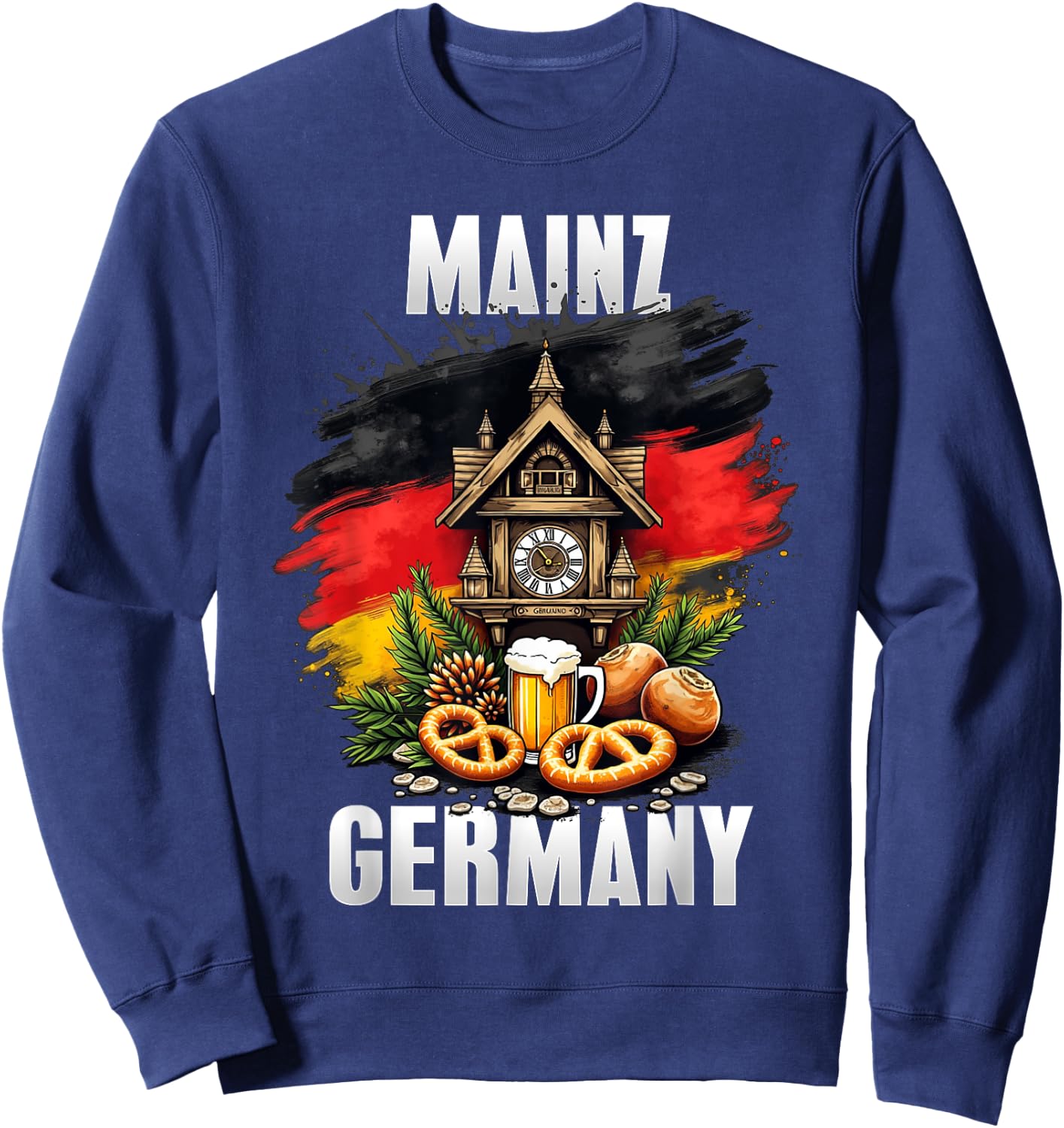 Mainz Germany Souvenir German Flag Oktoberfest Travel Sweatshirt - Sweatshirt | Navy