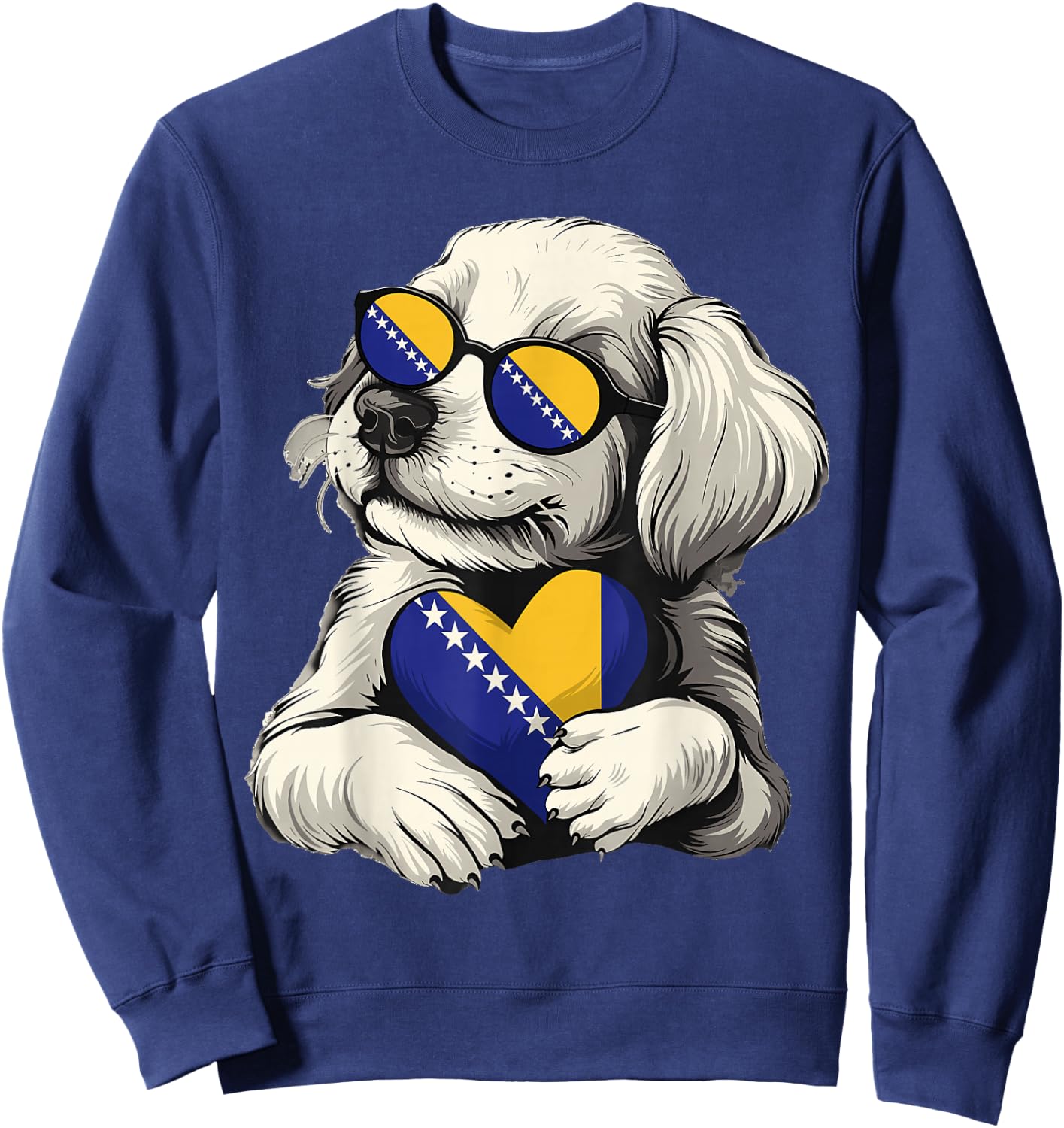 Bosnia and Herzegovina Flag Dog Bosnian Pride Sweatshirt - Sweatshirt | Navy