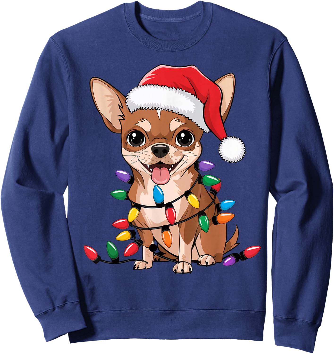 Chihuahua Christmas Lights Xmas Dogs Gifts Women Sweatshirt - Sweatshirt | Navy