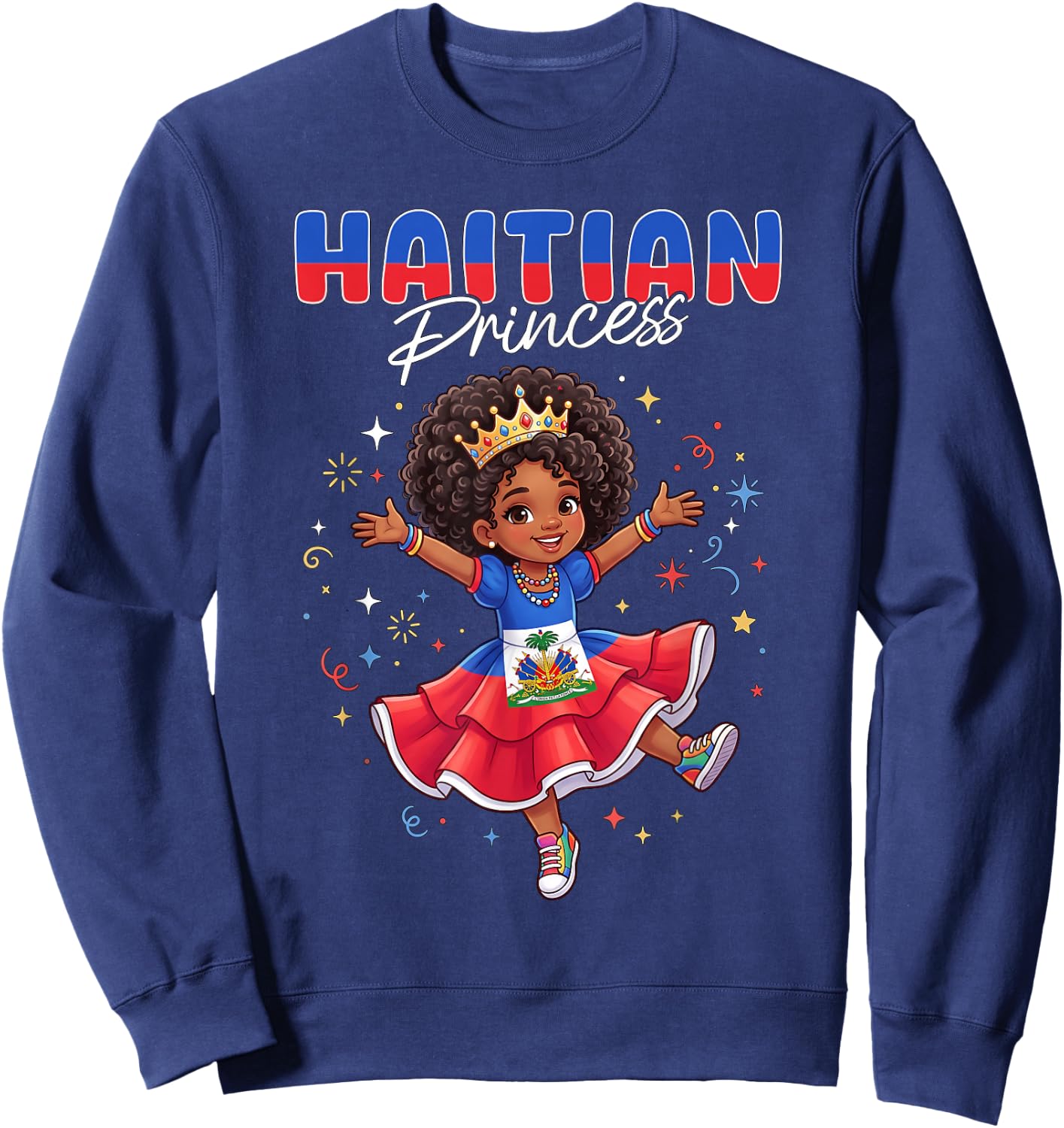 Haitian Princess Girl Flag Pride Sweatshirt - Sweatshirt | Navy