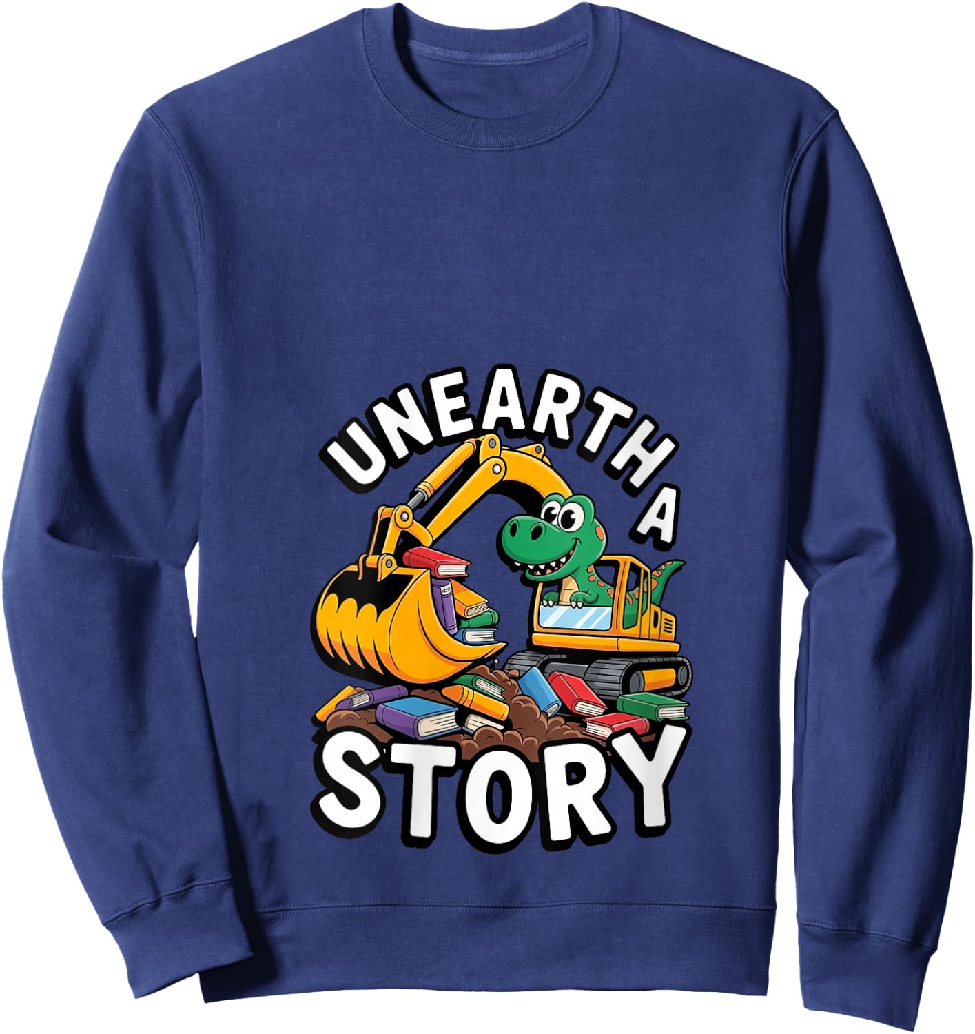 Women's Unearth A Story Dinosaur Summer Library Reading 2026 V-Neck Sweatshirt - Sweatshirt | Navy