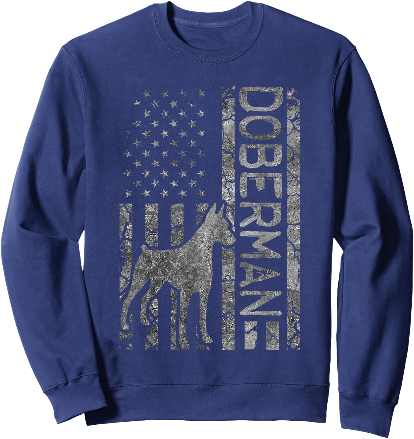 Doberman Lover Design Women American Flag Doberman Sweatshirt - Sweatshirt | Navy