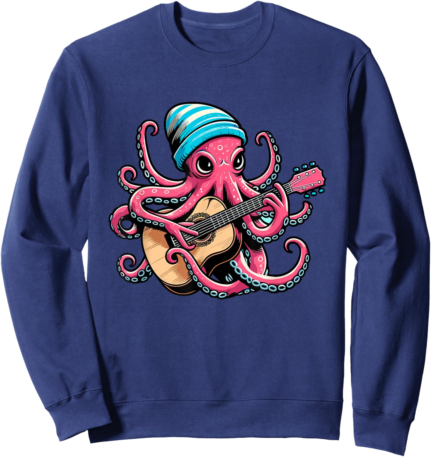 Funny Octopus Playing Acoustic Guitar Shirt For Guitarist Sweatshirt - Sweatshirt | Navy