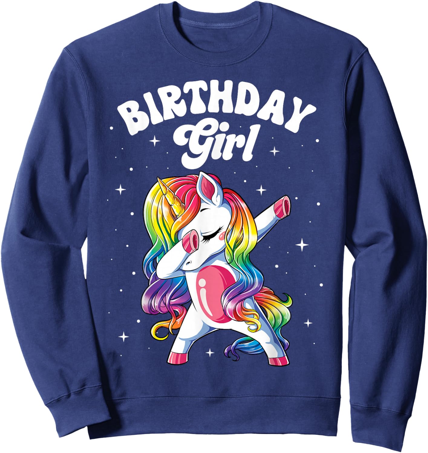 Unicorn Dabbing Birthday Girl Kids Rainbow Dab Dance Squad Sweatshirt - Sweatshirt | Navy