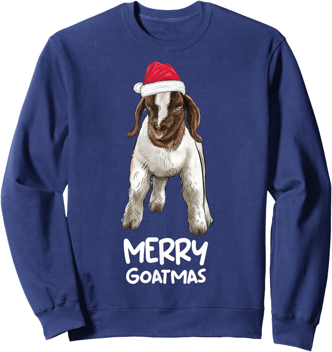 Boer goat Christmas Merry Goatmas Sweatshirt - Sweatshirt | Navy