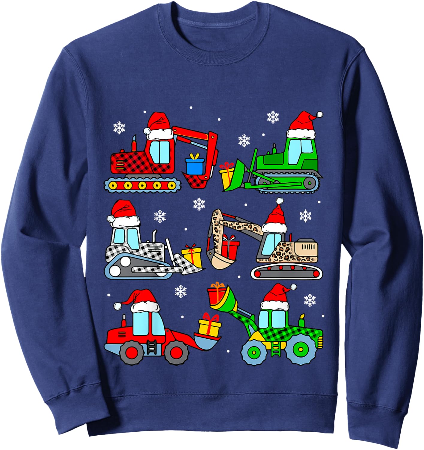 Kids Construction Excavator Christmas Tree for Boys Girls Toddler Sweatshirt - Sweatshirt | Navy