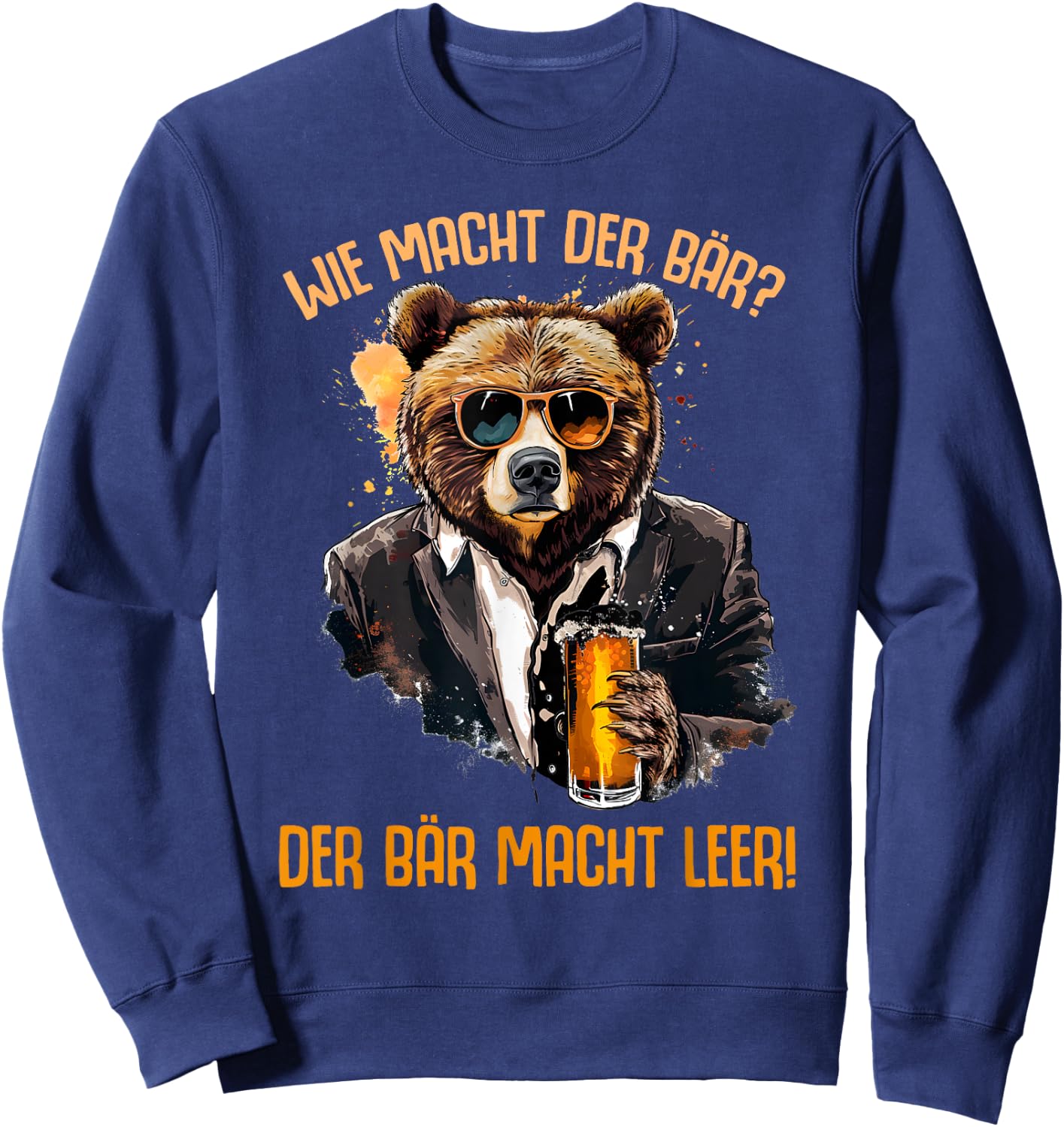 Funny Bear Empty Party Alcohol Malle Saying Sweatshirt - Sweatshirt | Navy
