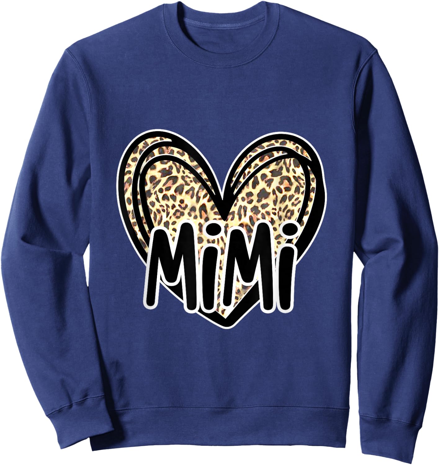 Cute MIMI, Women's Leopard Cheetah Print Heart Grandmother Sweatshirt - Sweatshirt | Navy