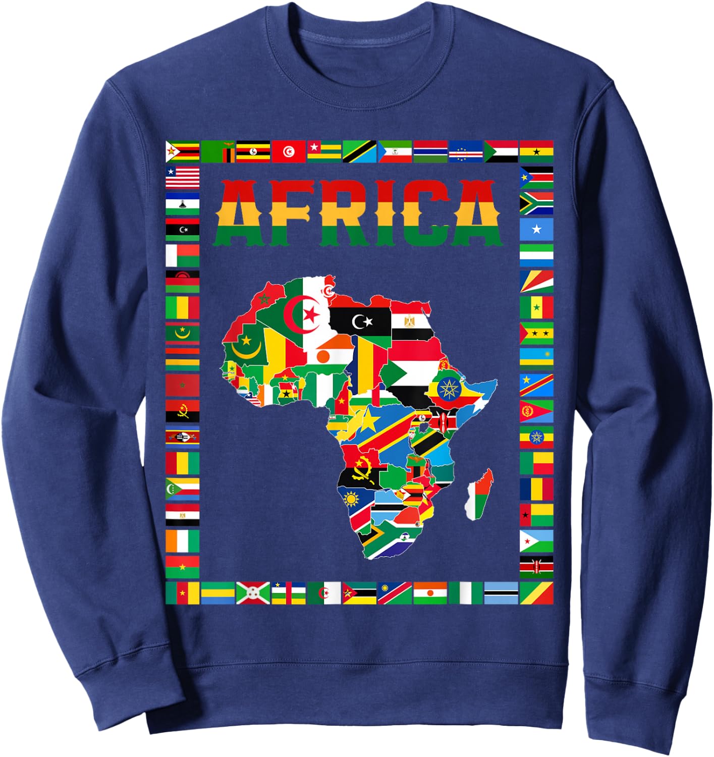 African flags, African flags, map of Africa. , Black, S Sweatshirt - Sweatshirt | Navy