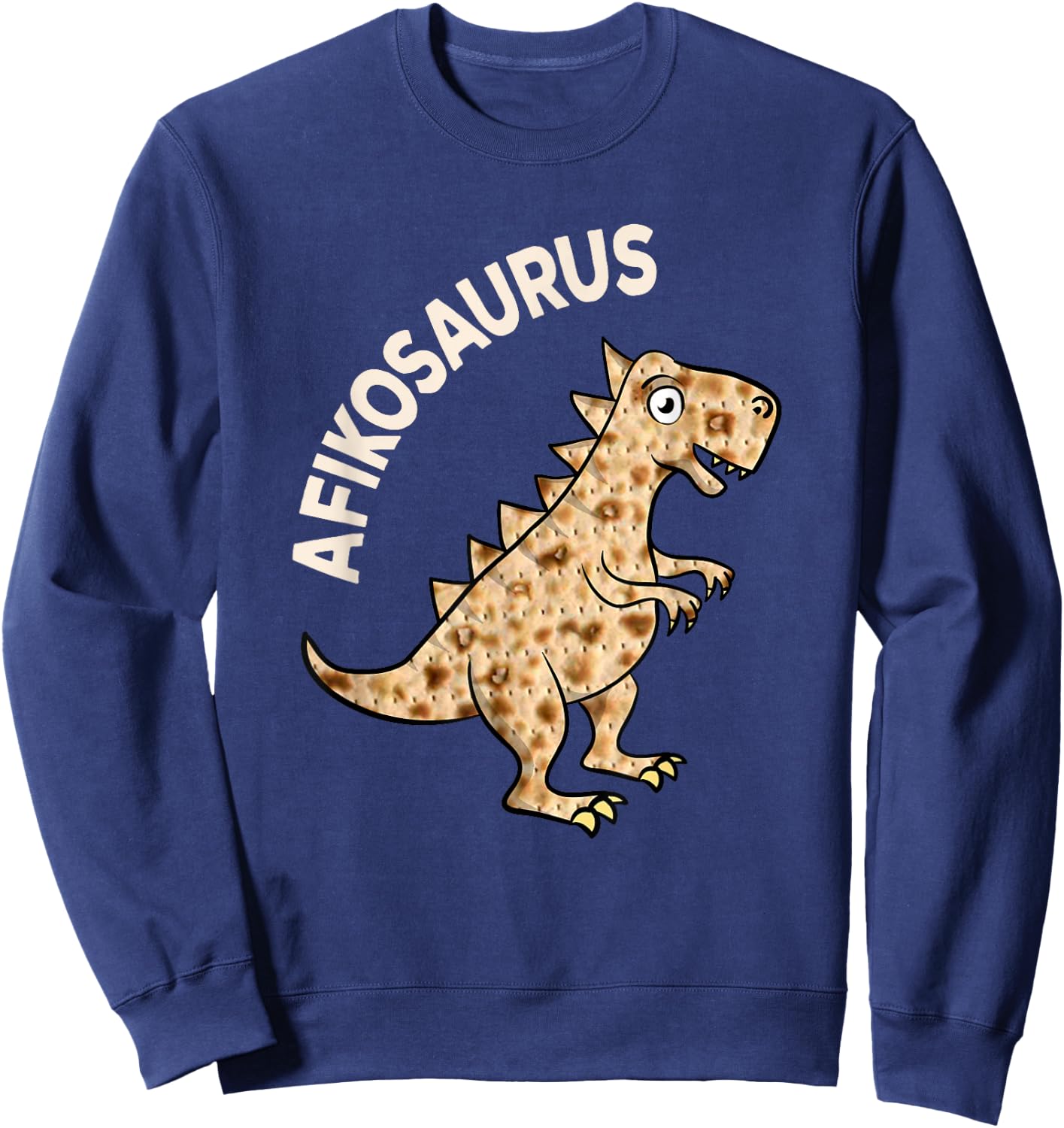 Dinosaur Afiko Shirt - Hebrew Passover Jewish Funny Sweatshirt - Sweatshirt | Navy