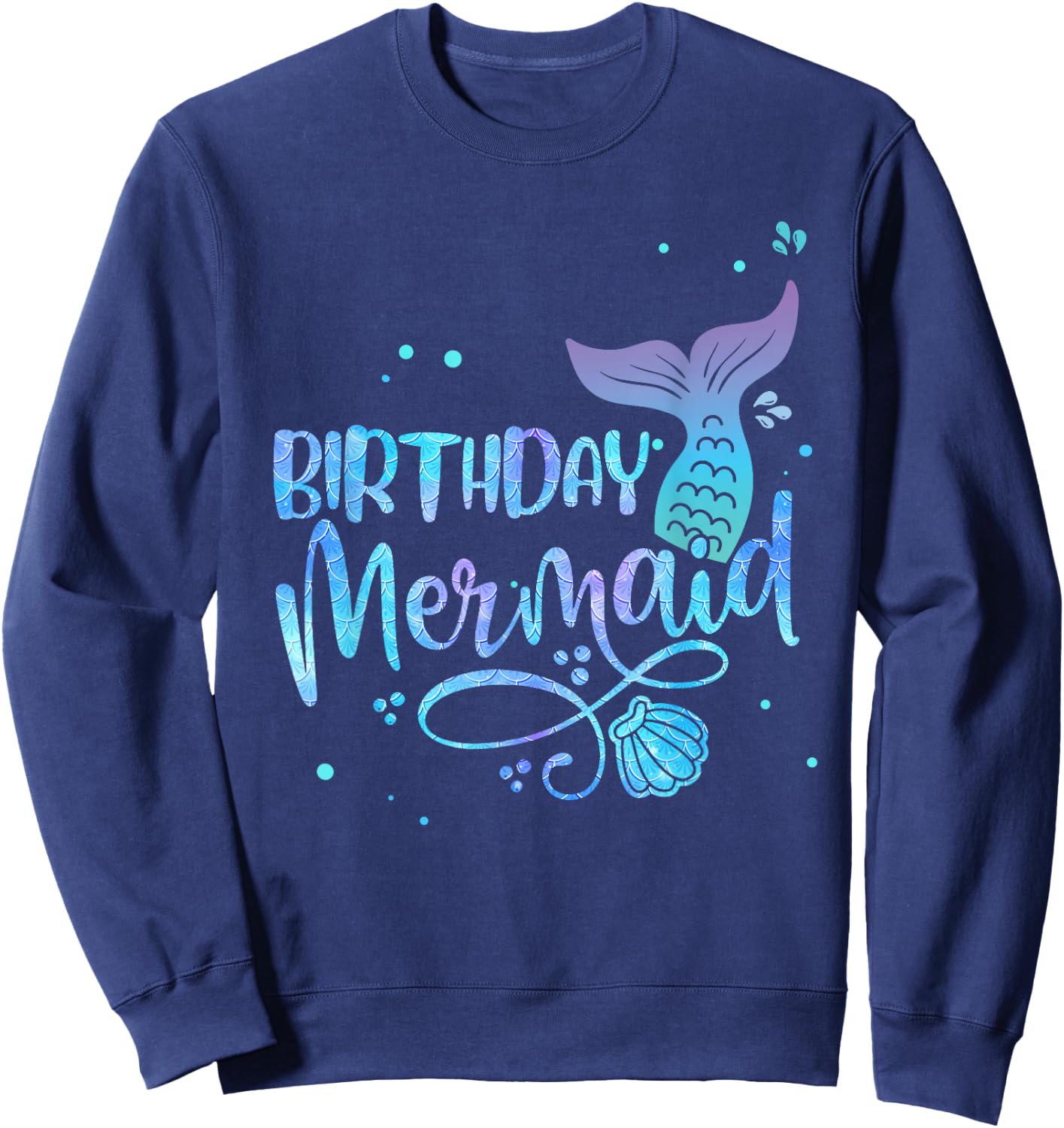 Birthday Mermaid Shell Tail Family Matching Party Squad Sweatshirt - Sweatshirt | Navy