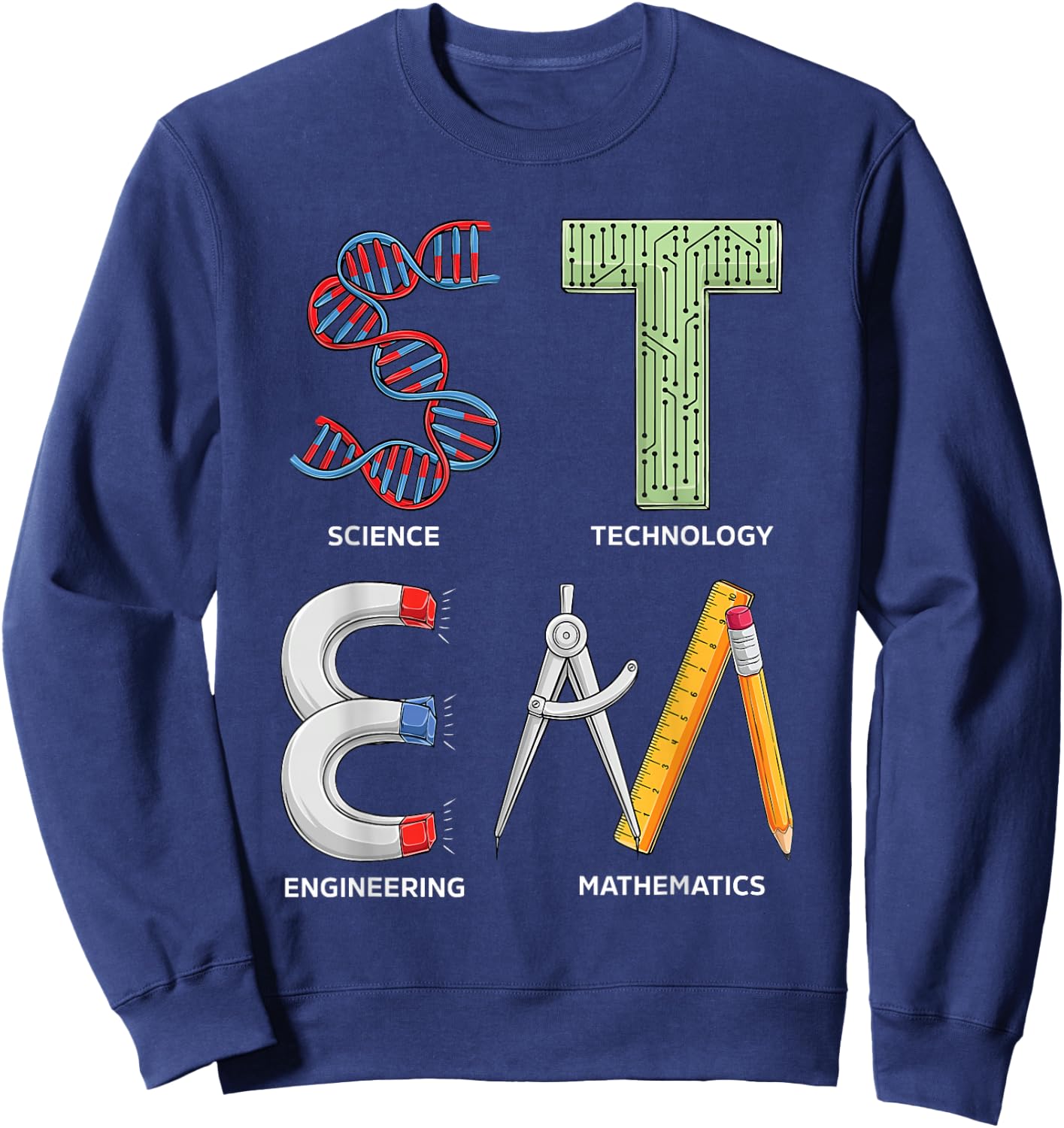 ETHRLO STEM Science Technology Engineering Math Teacher Student , Black Sweatshirt - Sweatshirt | Navy