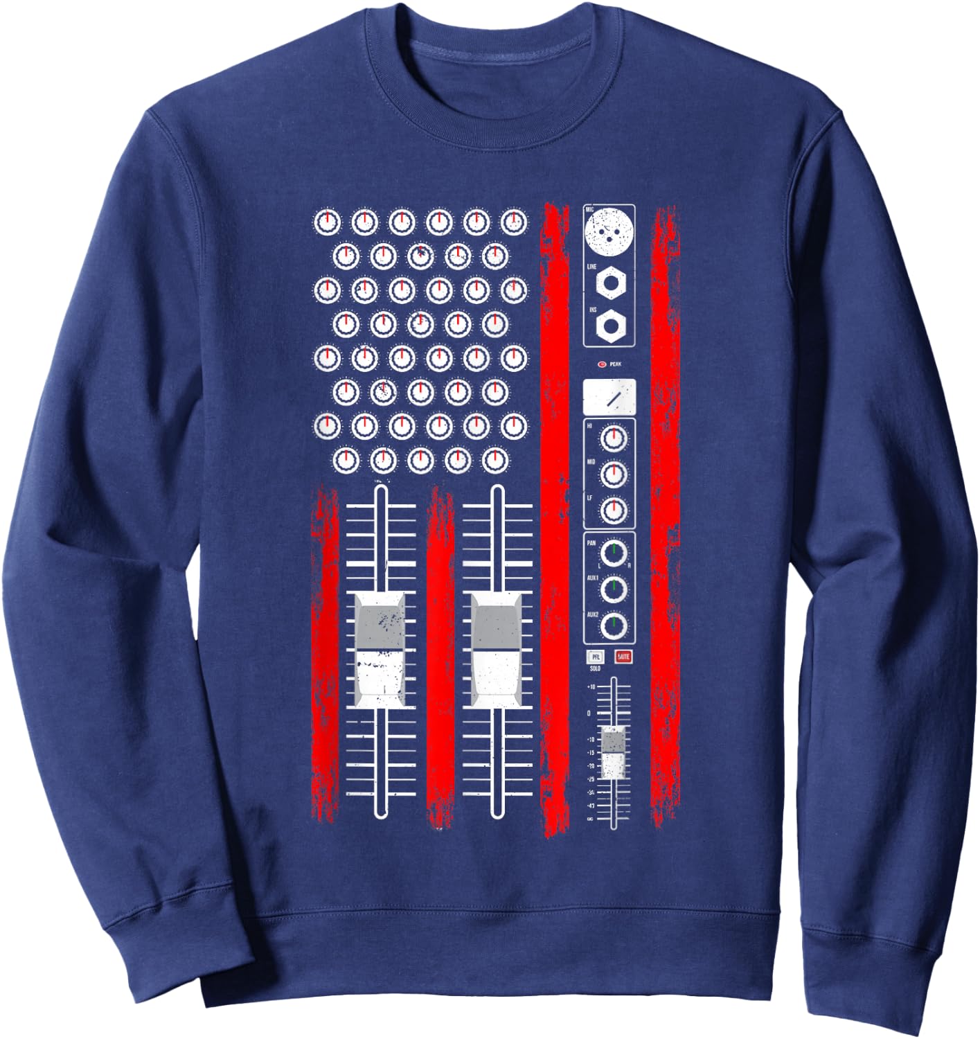 Cool Music Producer American Flag Patriotic DJ Sweatshirt - Sweatshirt | Navy