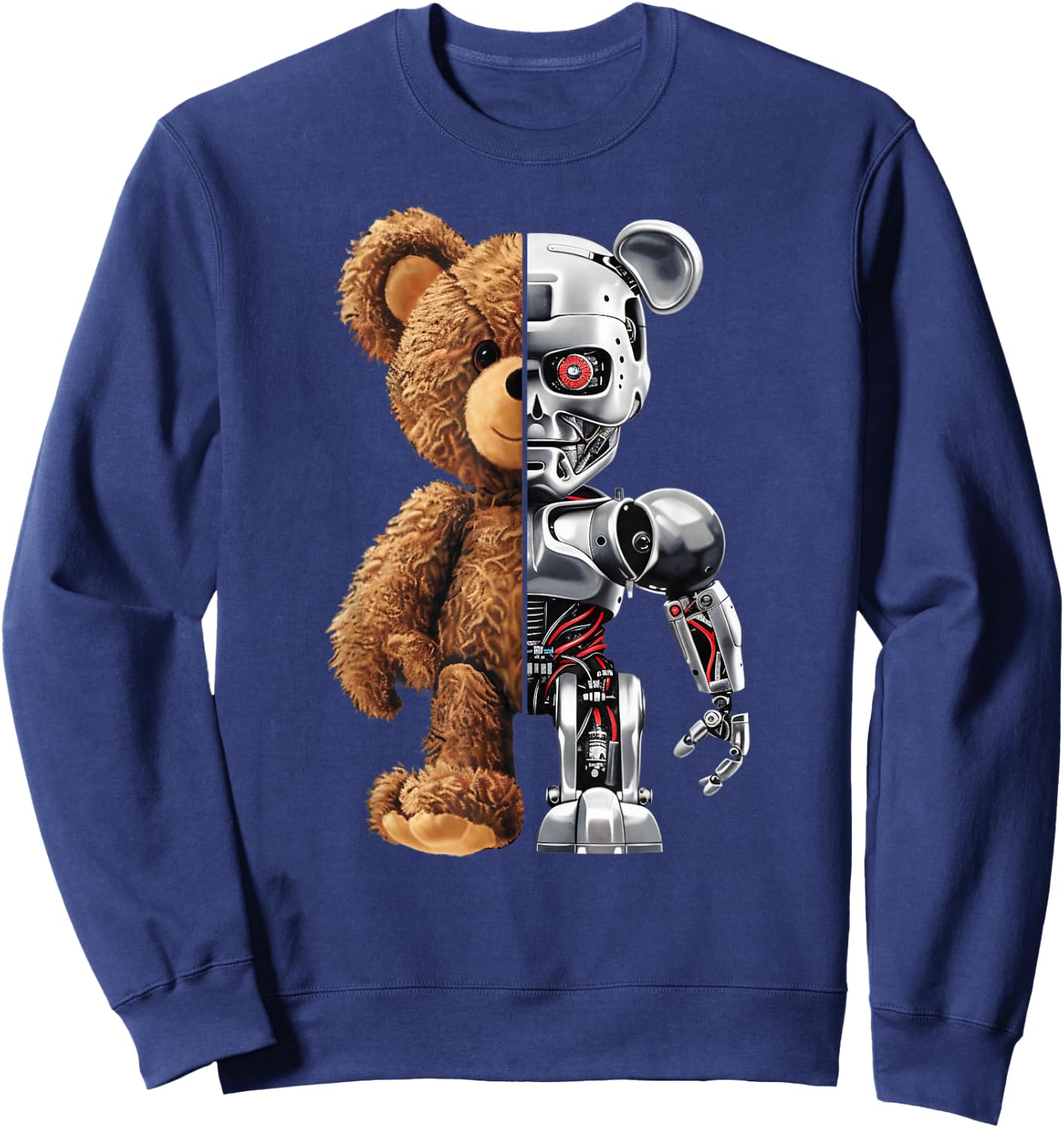 Funny Teddy Bear Robot Animal Lover Bear In , Black, S Sweatshirt - Sweatshirt | Navy