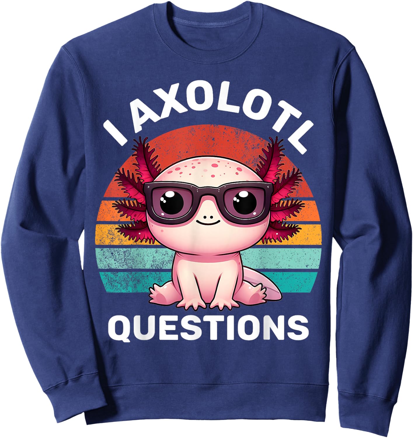 J'ai des questions sur Axolotl pour enfants, drôle, mignon, rétro, vintage Sweatshirt - Sweatshirt | Navy