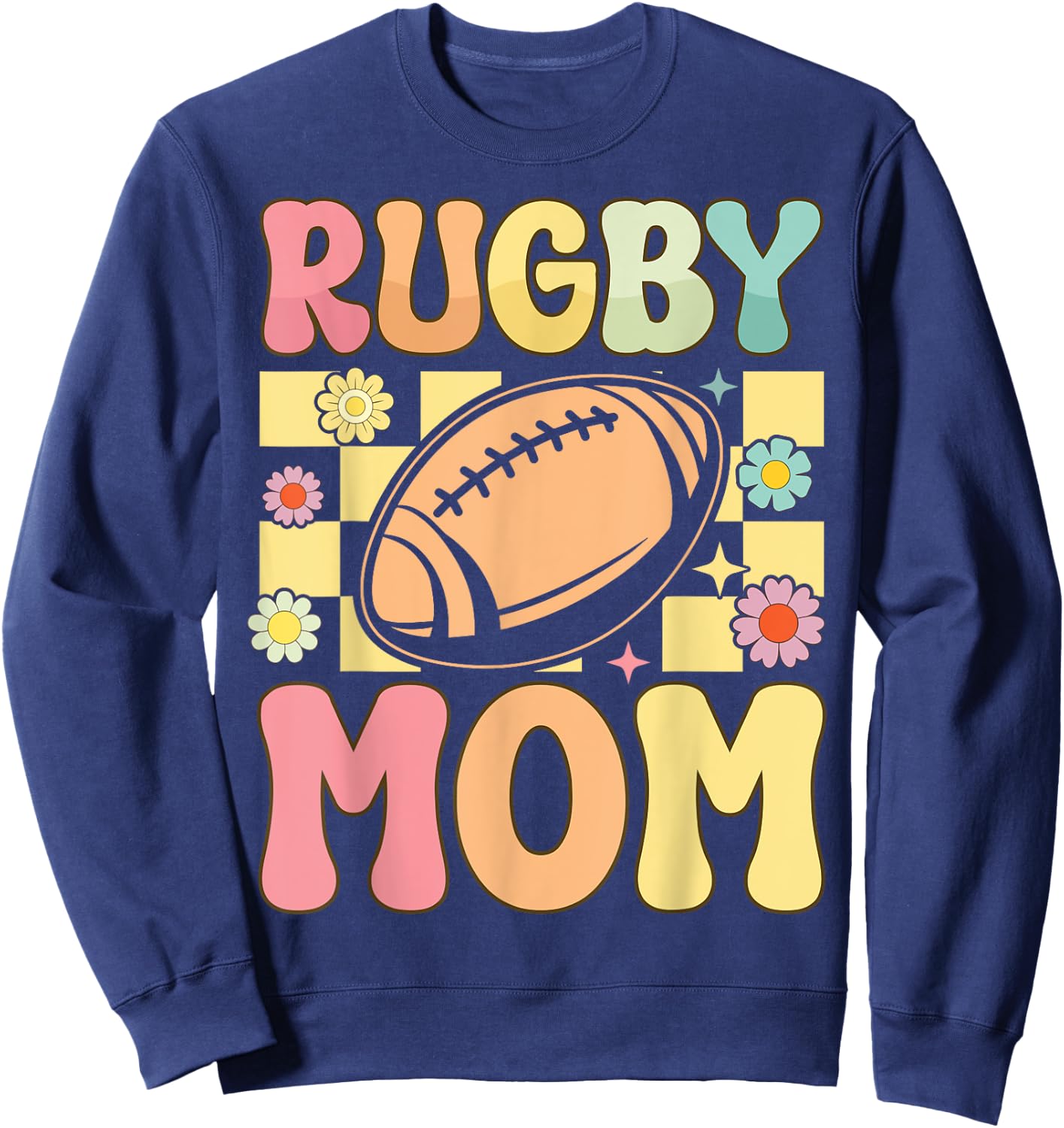 Rugby Mom Groovy Women's Rugby Player , Black, S Sweatshirt - Sweatshirt | Navy