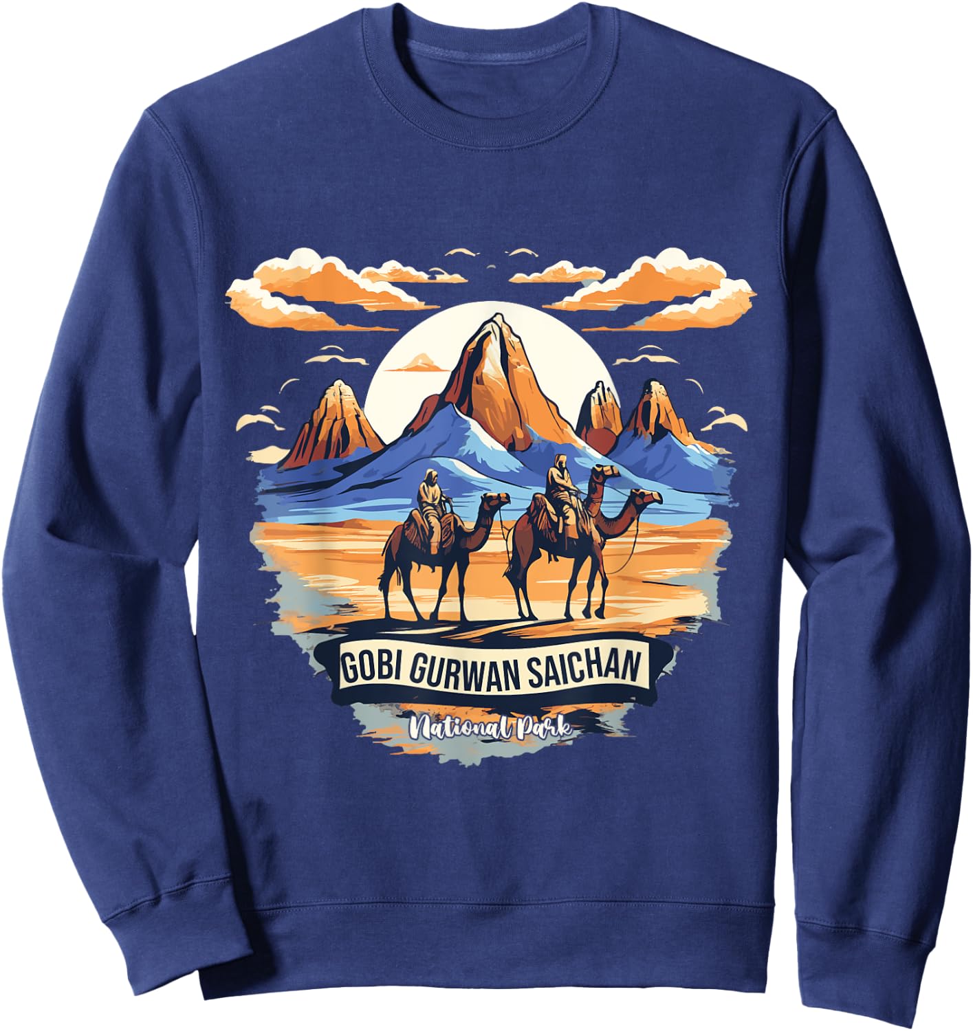 Gobi Gurvansaikhan Mongolia National Park Funny Camel Sweatshirt - Sweatshirt | Navy