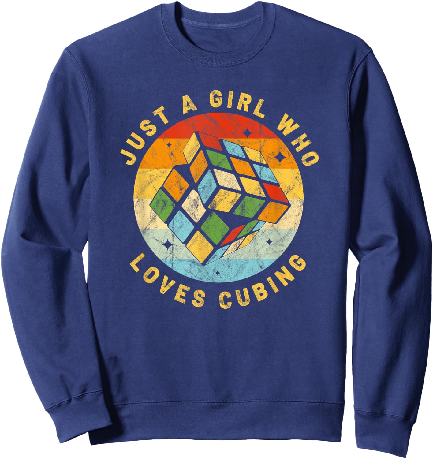 Just A Girl Who Loves Speed Cubing Puzzle Cube Youth Math Sweatshirt - Sweatshirt | Navy