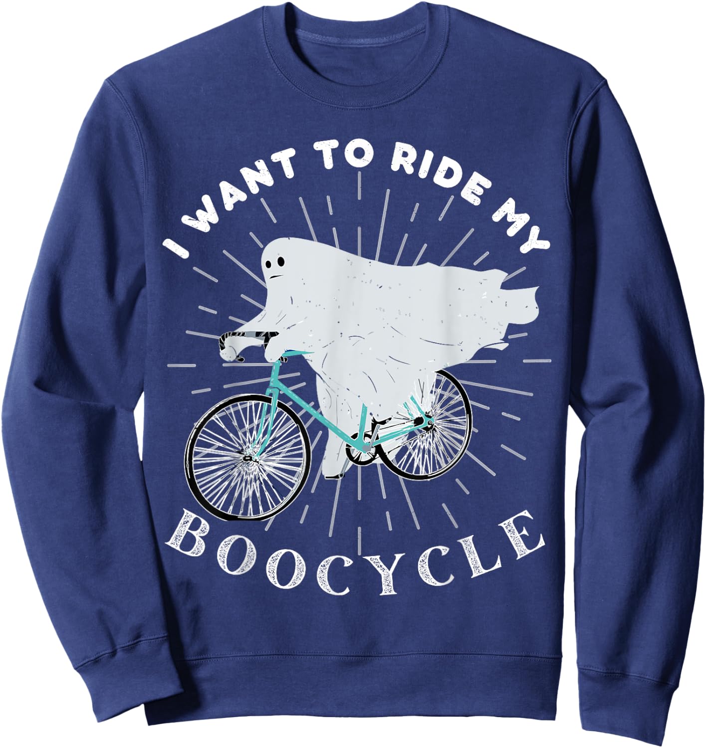 Ghost Cycling Bicycle Bike Funny Boocycle Cycling Halloween Sweatshirt - Sweatshirt | Navy