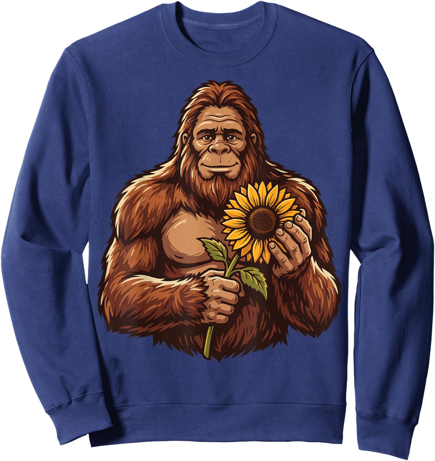 Bigfoot Holding Sunflower Sweatshirt - Sweatshirt | Navy