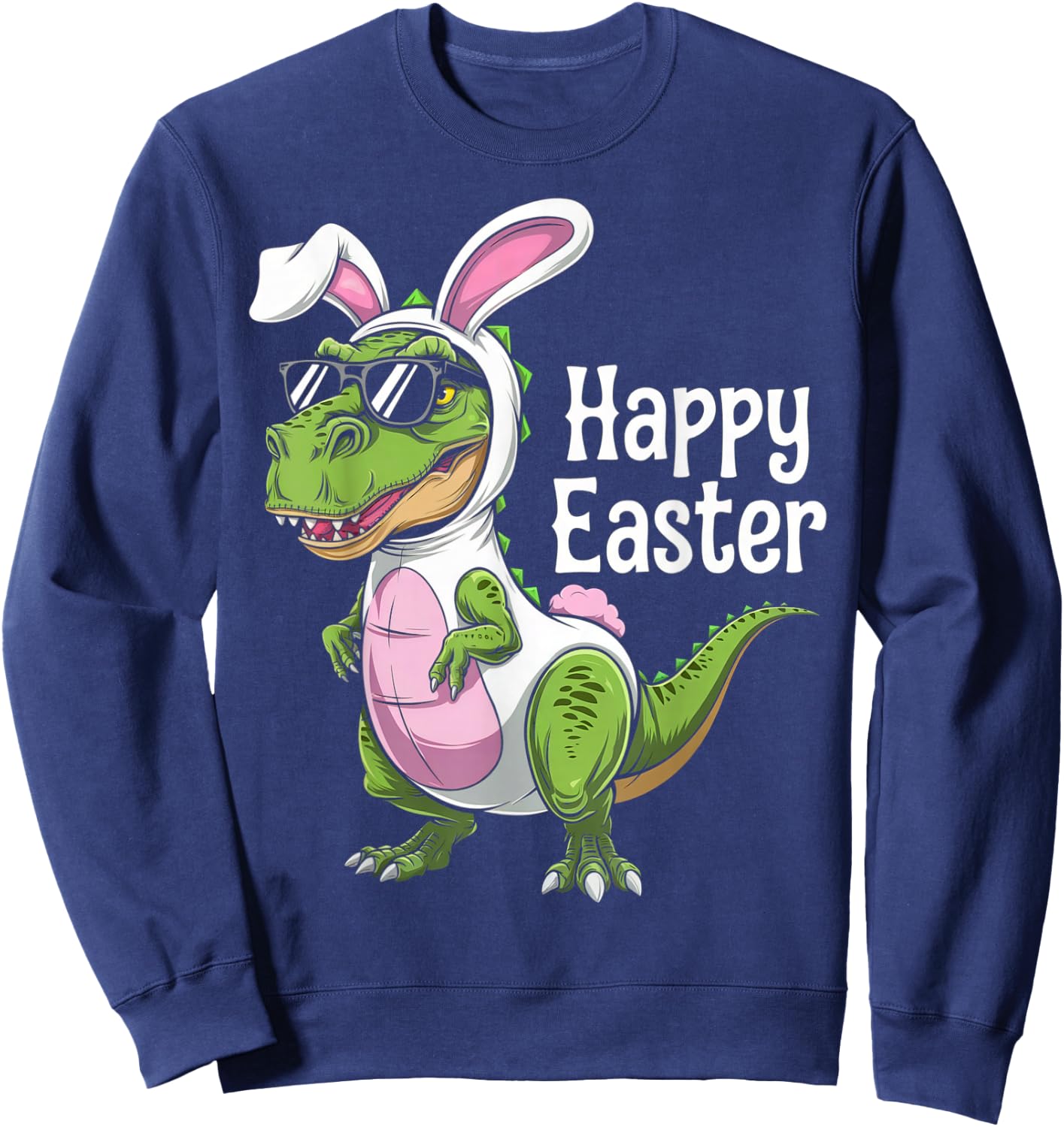 Dinosaur Easter Egg Hunt Bunny Sweatshirt - Sweatshirt | Navy