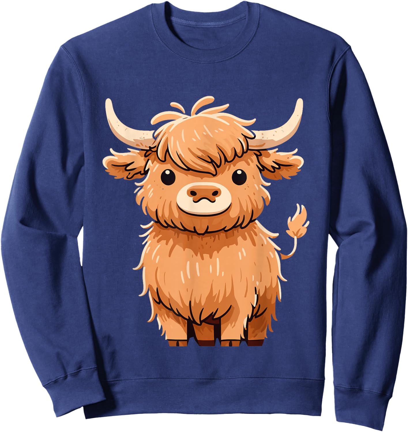 Cute Hairy Scottish Highland Cow Sweatshirt - Sweatshirt | Navy