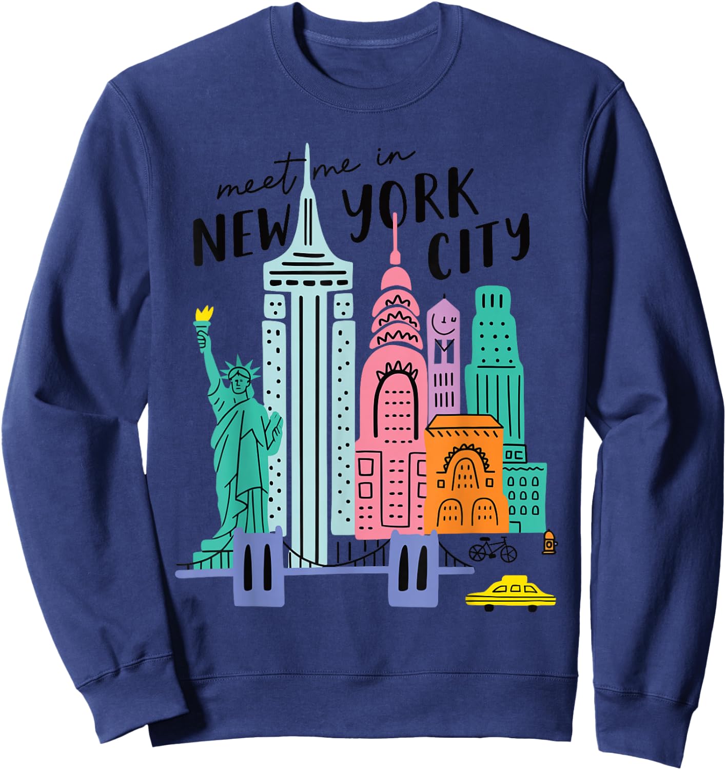 Meet me in New York - Mignon État américain Voyage Retro Sweatshirt - Sweatshirt | Navy