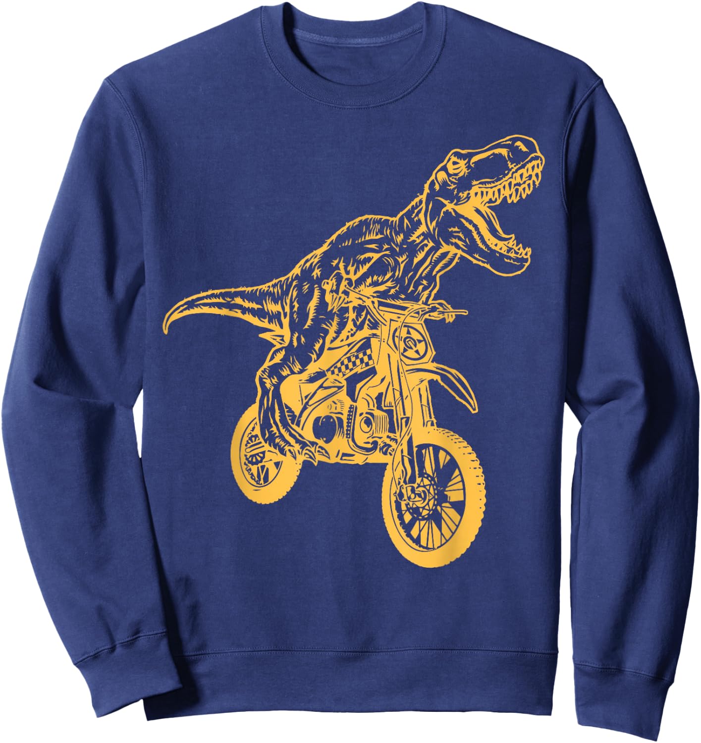 Motocross Dinosaur Dirtbike Dino - Dirt Bike Dinosaur Sweatshirt - Sweatshirt | Navy