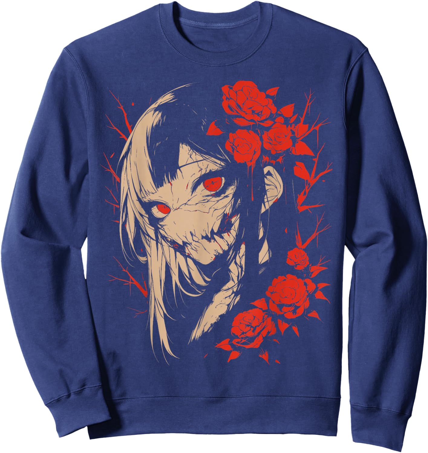 Horror Anime Manga | Japan Japanese Creepy Kawaii Goth Sweatshirt - Sweatshirt | Navy