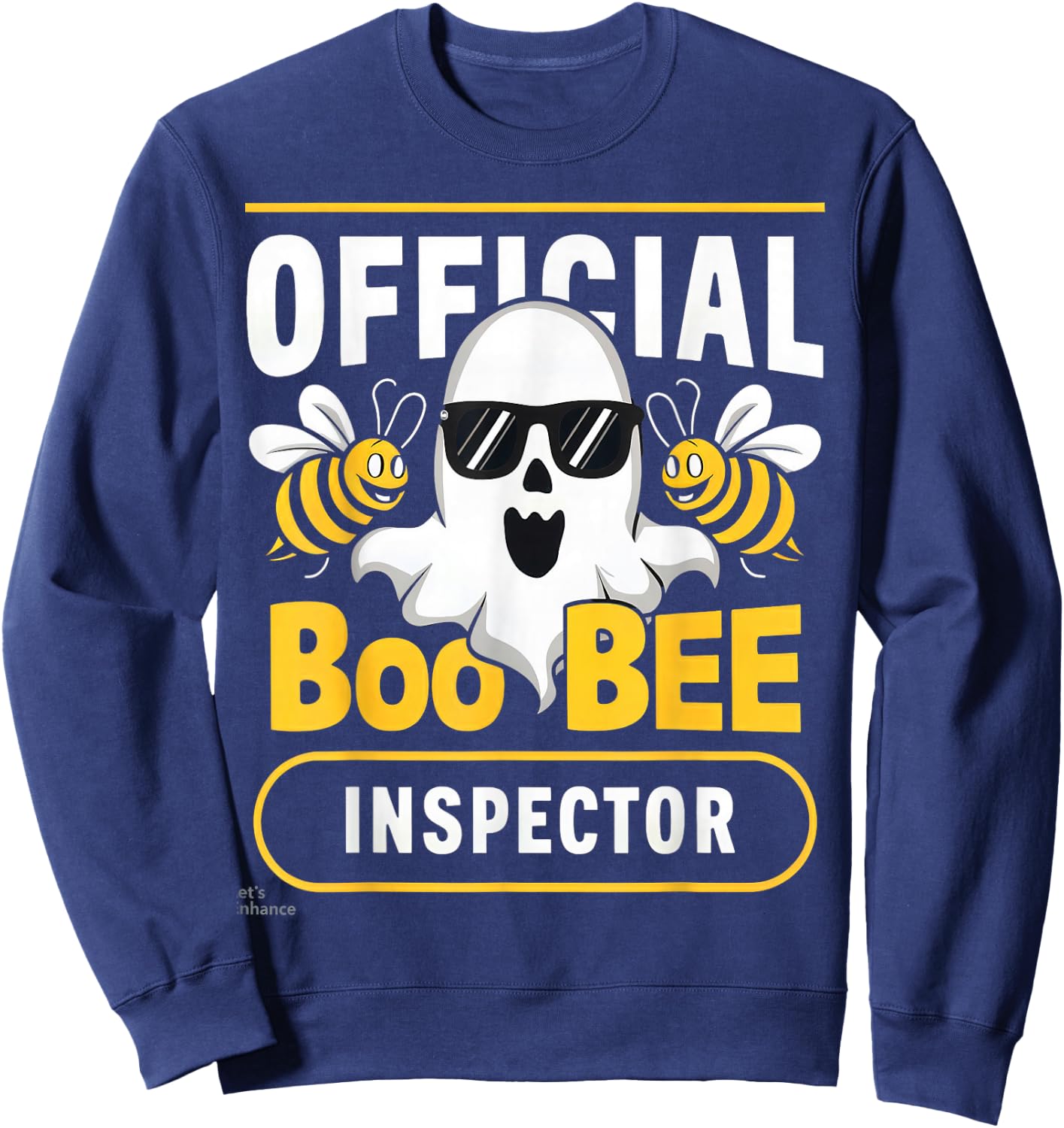 Official Boo Bee Inspector Halloween Humor Funny Ghost Sweatshirt - Sweatshirt | Navy
