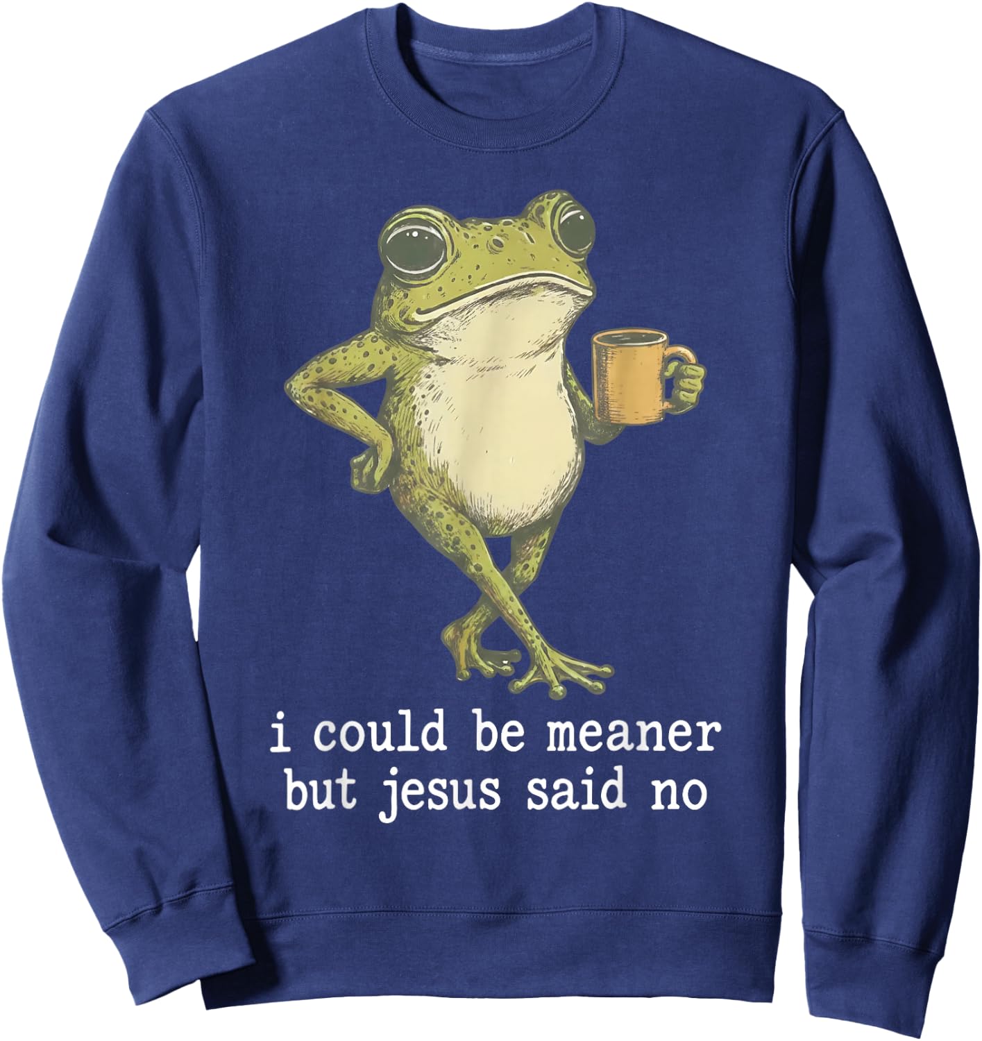 I Could Be Meaner But Jesus Said No Funny Frog Sweatshirt - Sweatshirt | Navy