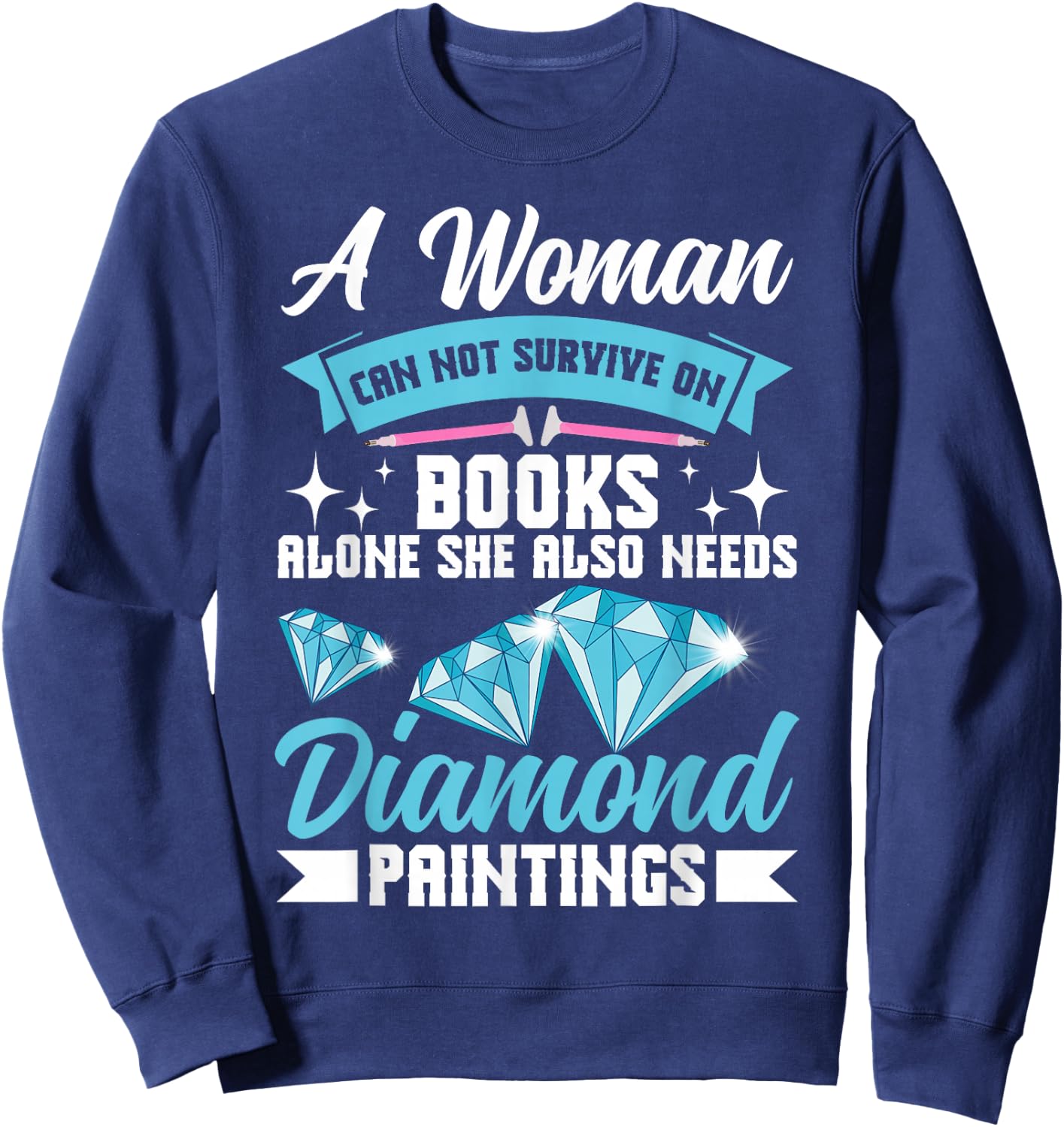 Diamond Artist Books Women Crafting Diamond Painting Sweatshirt - Sweatshirt | Navy
