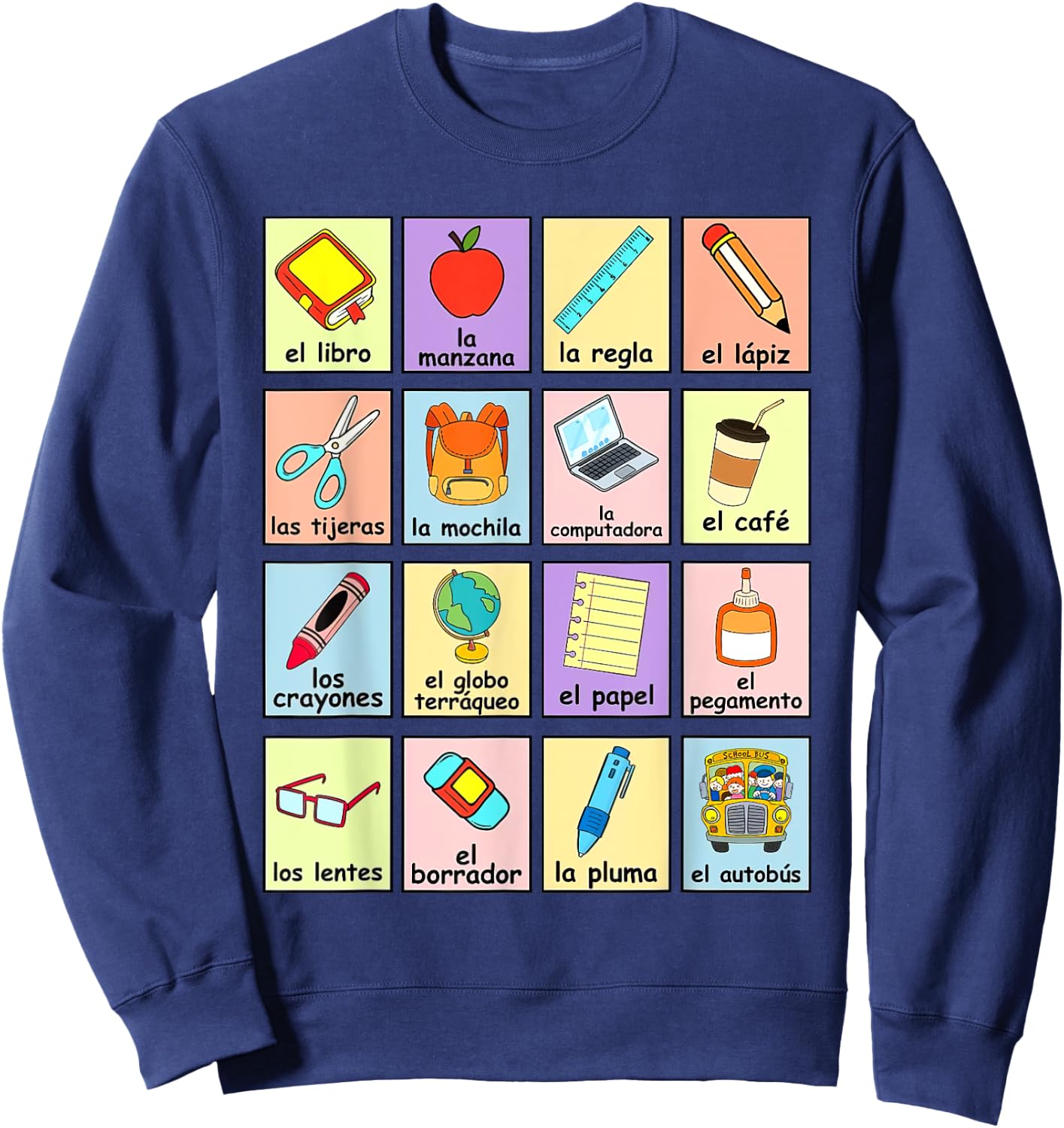 Dual Language Crew Bilingual Spanish Teacher Back to School Women Sweatshirt - Sweatshirt | Navy