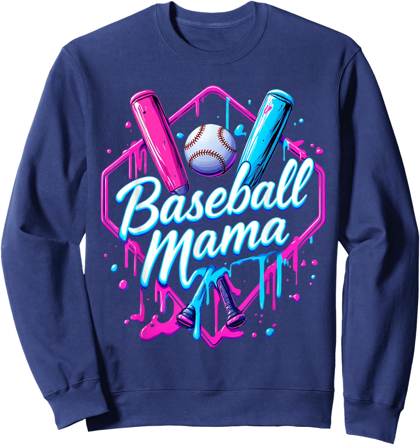 Funny Baseball Ice Cream Drip for Cool Mama Sweatshirt - Sweatshirt | Navy