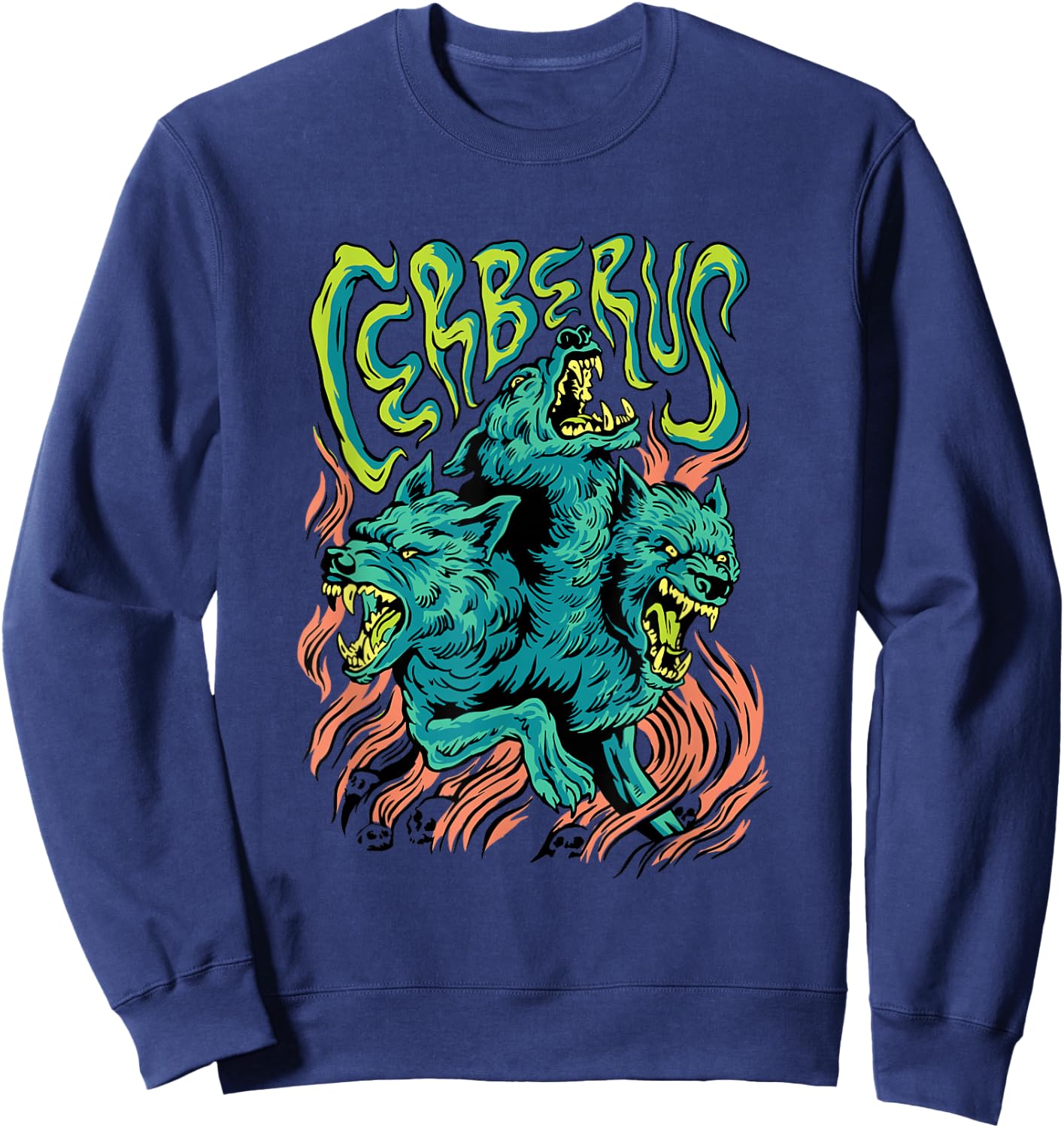 Cerberus - Creepy Three-Headed Dog Greek Mythology Lover Sweatshirt - Sweatshirt | Navy